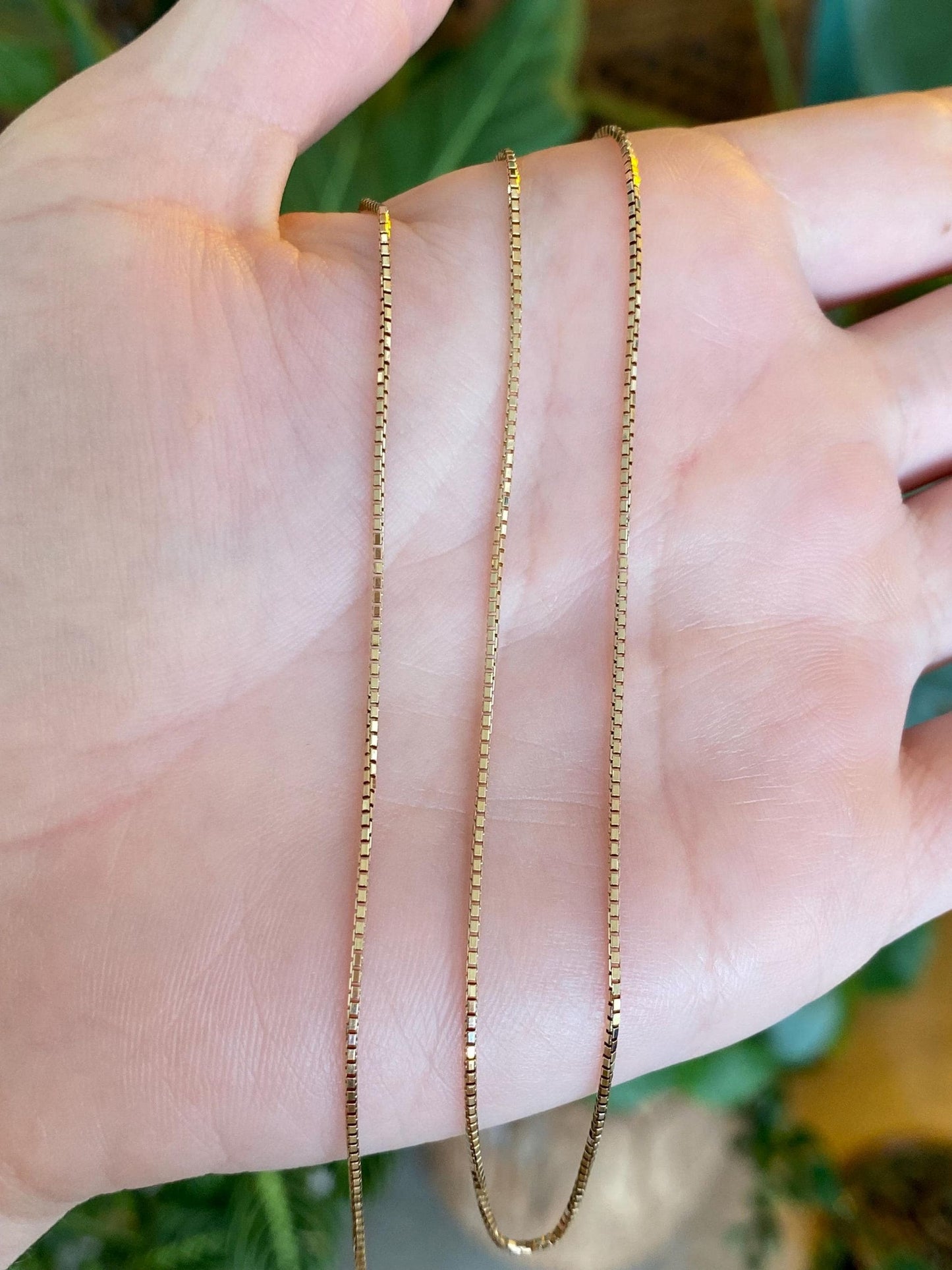Vintage Solid 14k Yellow Gold Box Chain Necklace - 17.75 inches