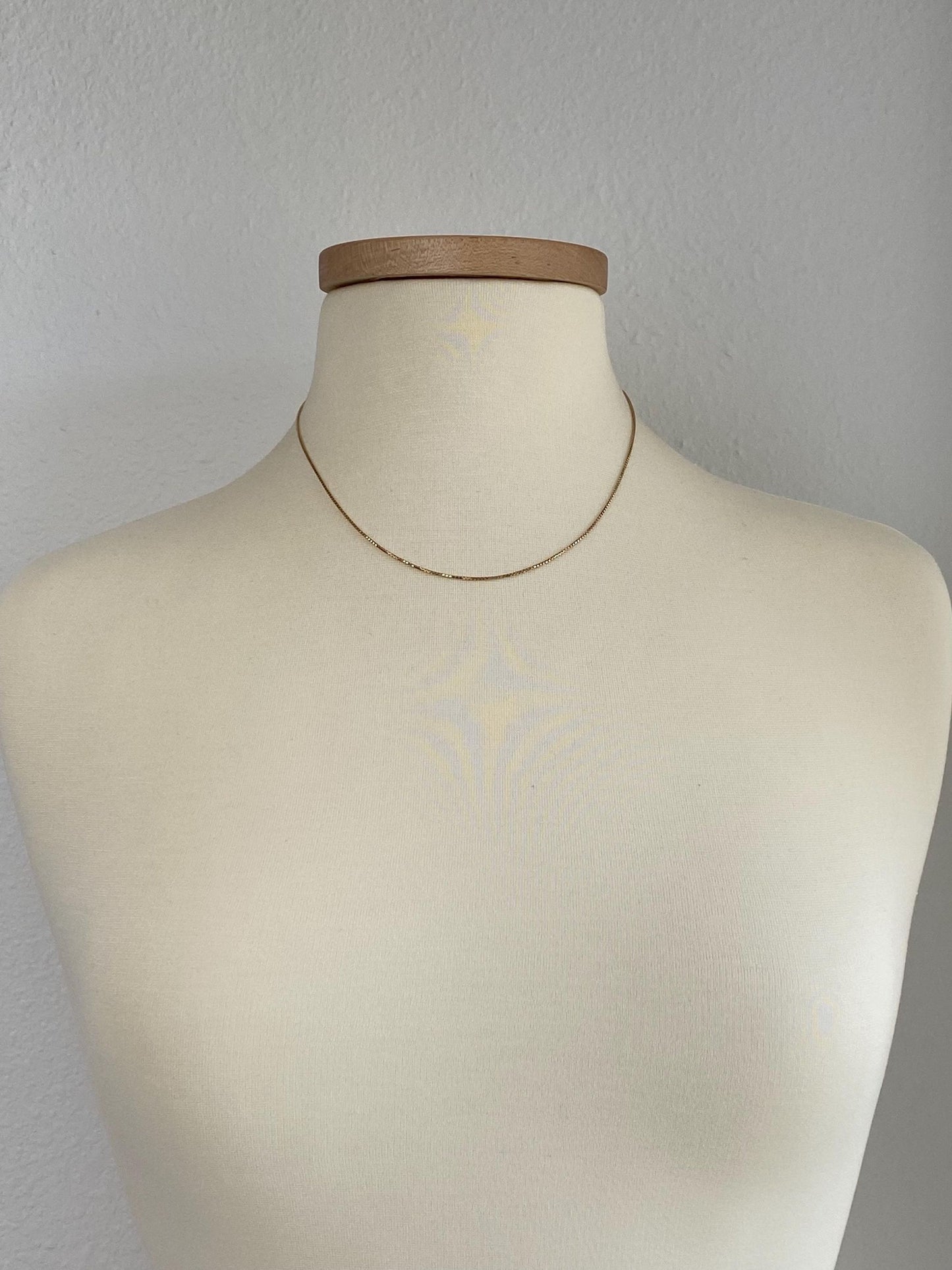 Vintage Solid 14k Yellow Gold Box Chain Necklace - 17.75 inches
