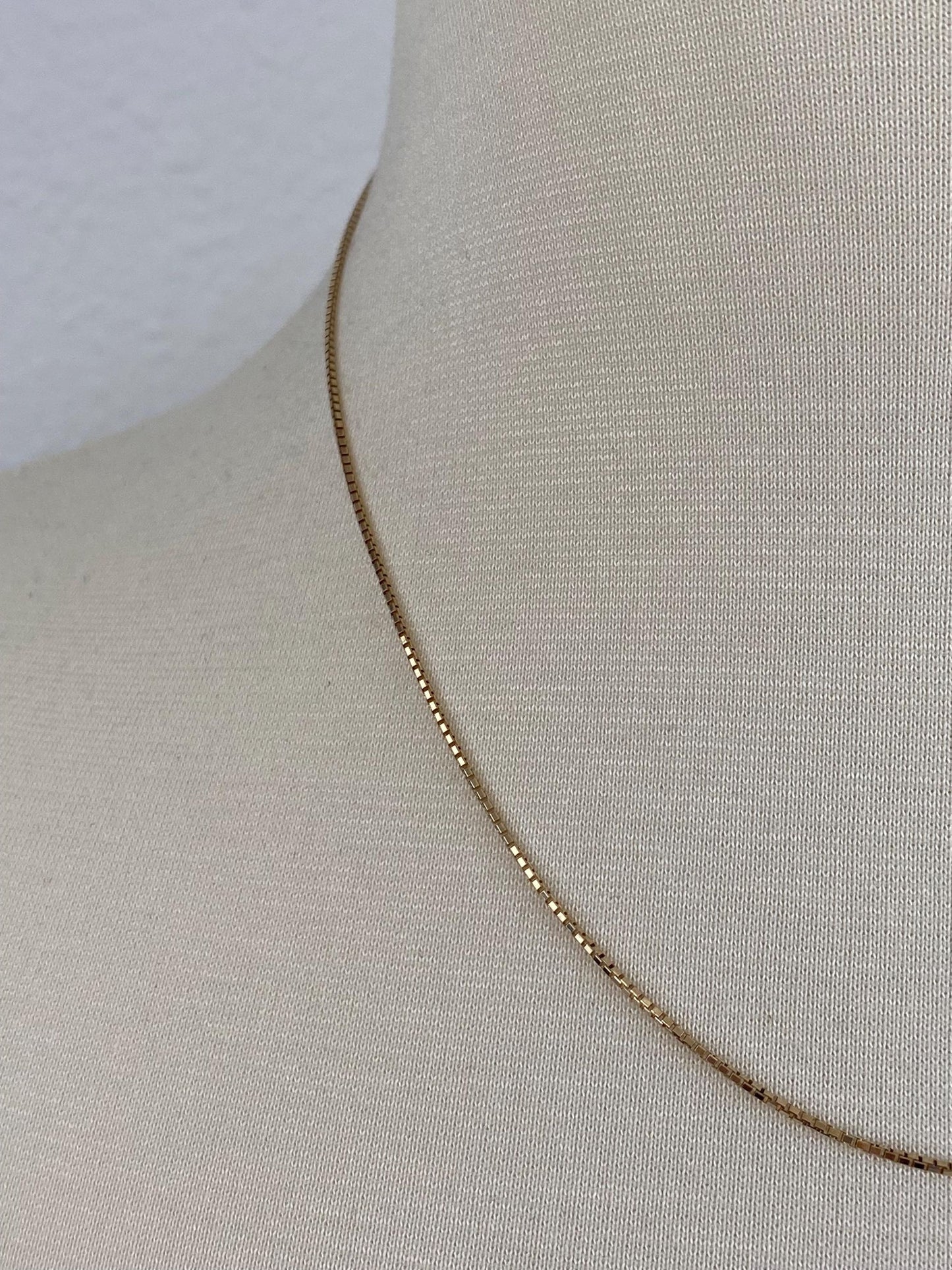 Vintage Solid 14k Yellow Gold Box Chain Necklace - 17.75 inches