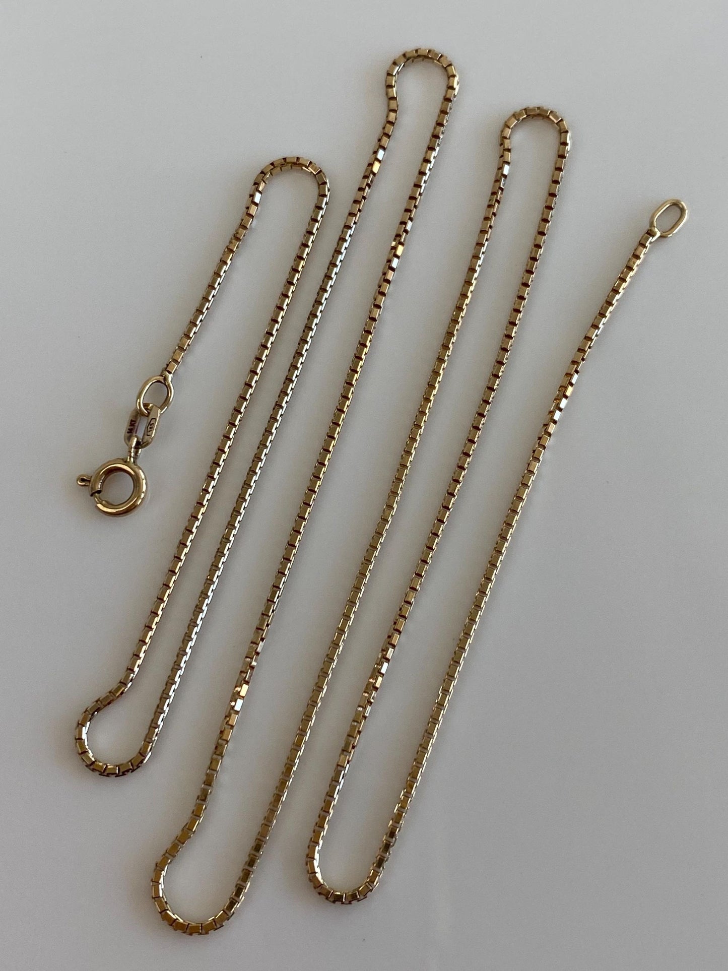 Vintage Solid 14k Yellow Gold Box Chain Necklace - 17.75 inches