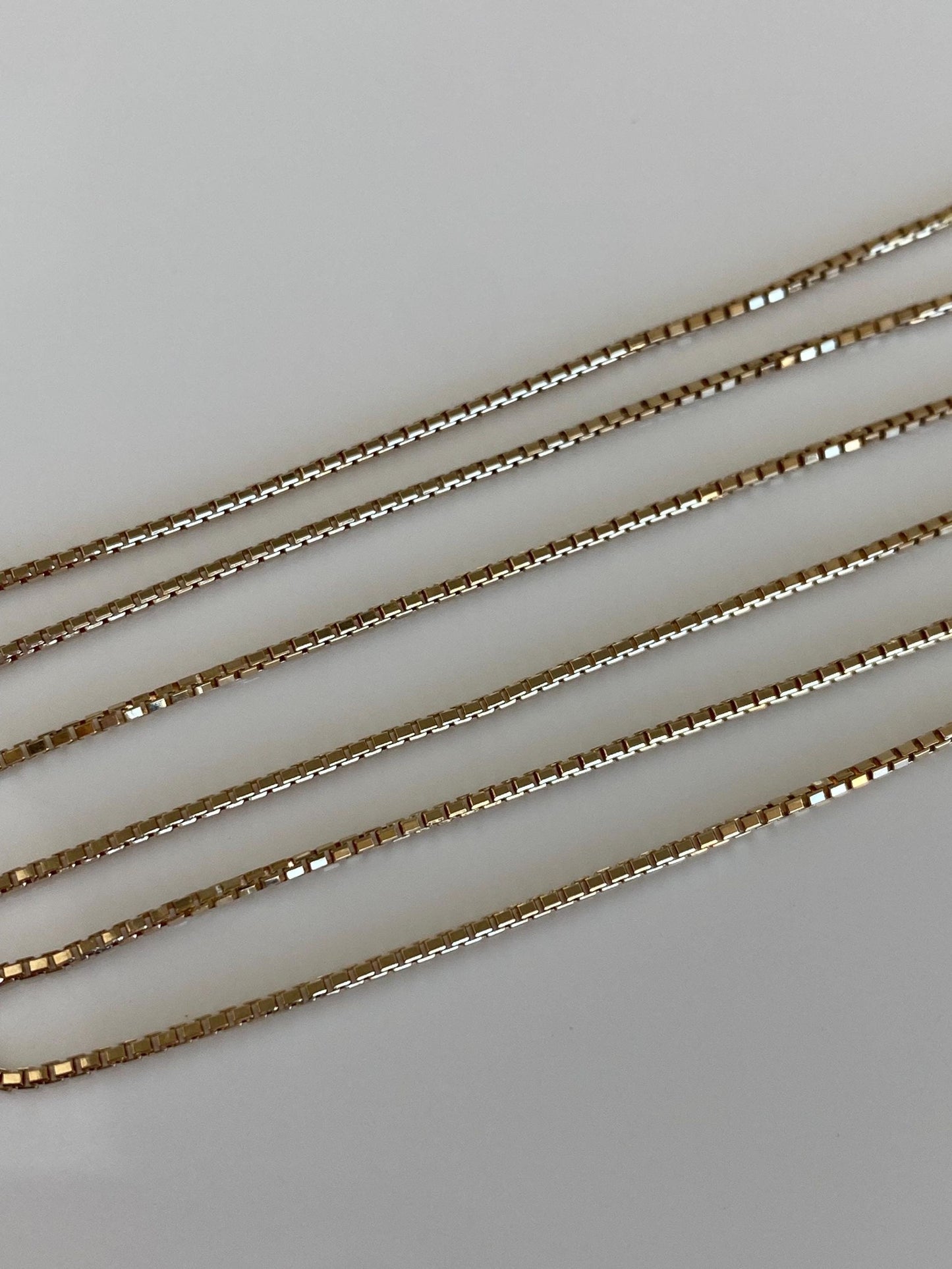 Vintage Solid 14k Yellow Gold Box Chain Necklace - 17.75 inches