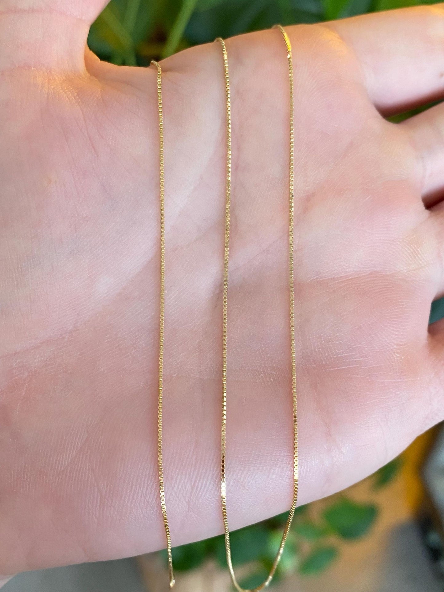 Vintage Solid 14k Yellow Gold Long Dainty Box Chain Necklace - 24 inches