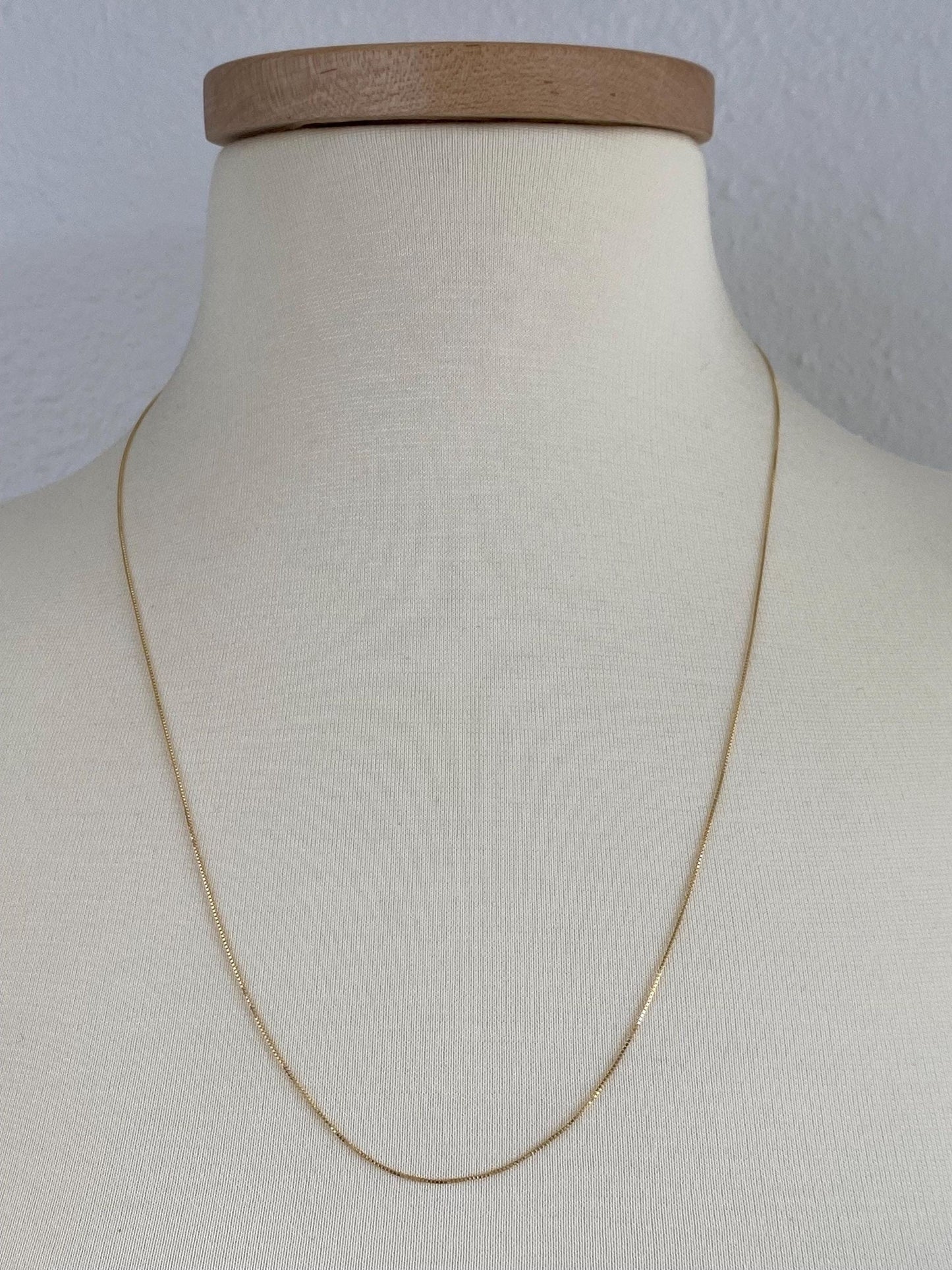 Vintage Solid 14k Yellow Gold Long Dainty Box Chain Necklace - 24 inches