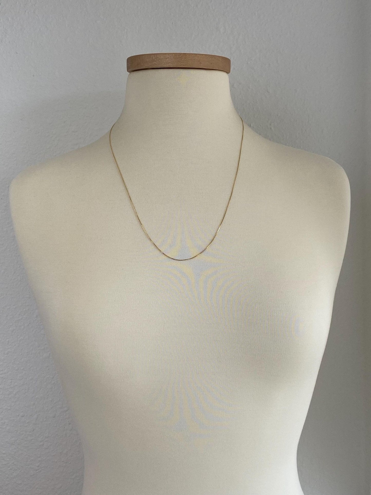 Vintage Solid 14k Yellow Gold Long Dainty Box Chain Necklace - 24 inches