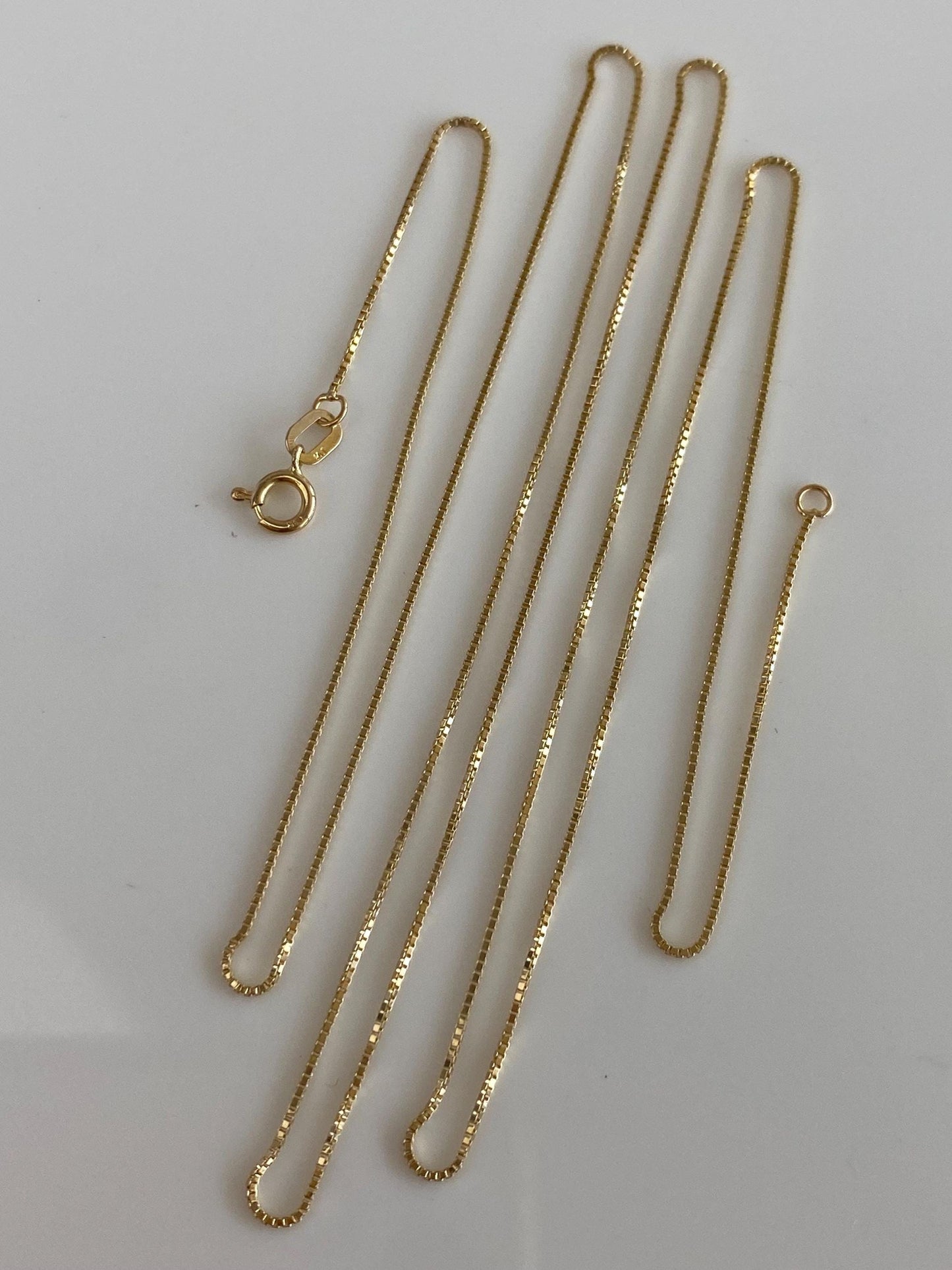 Vintage Solid 14k Yellow Gold Long Dainty Box Chain Necklace - 24 inches