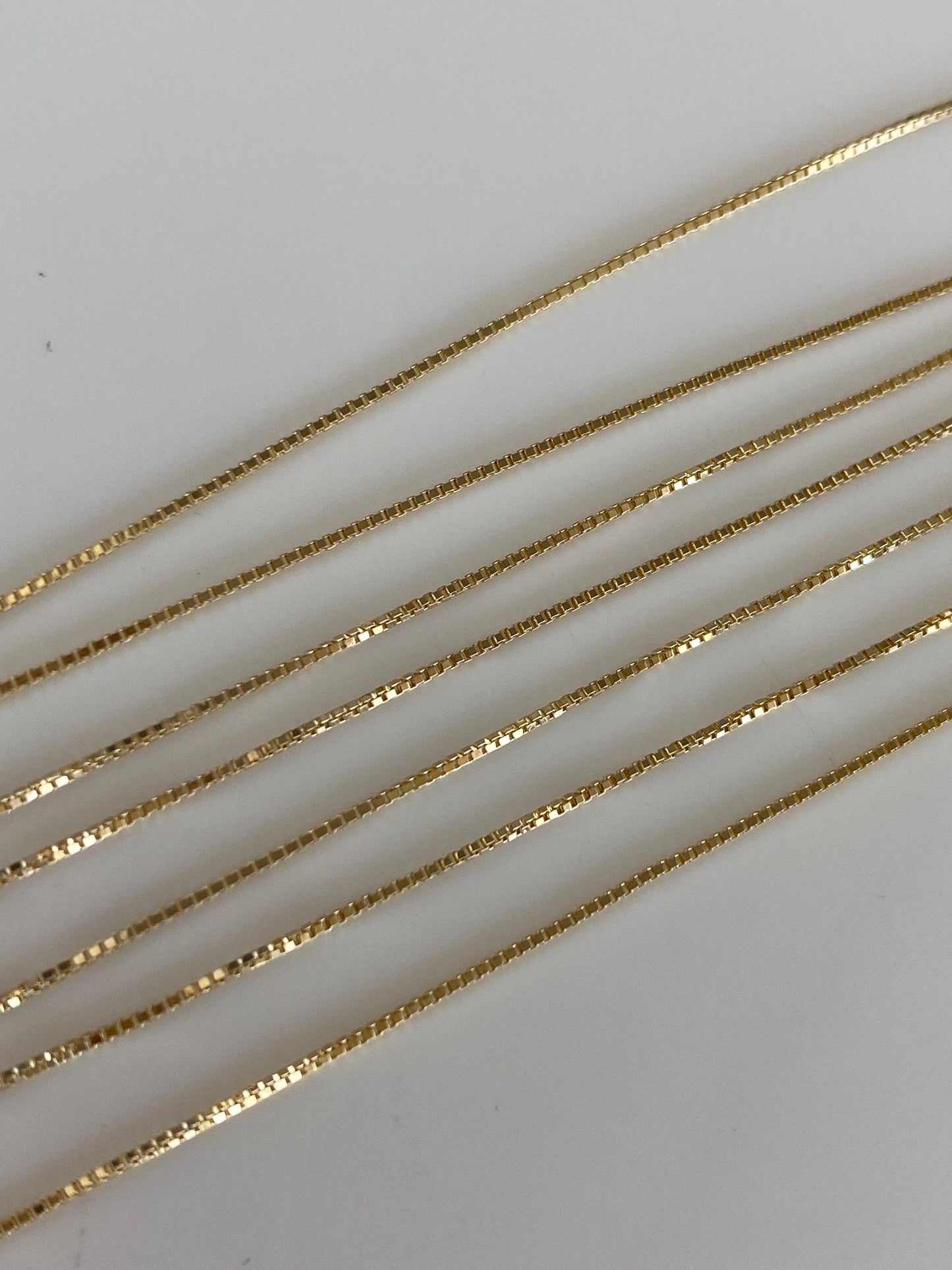 Vintage Solid 14k Yellow Gold Long Dainty Box Chain Necklace - 24 inches