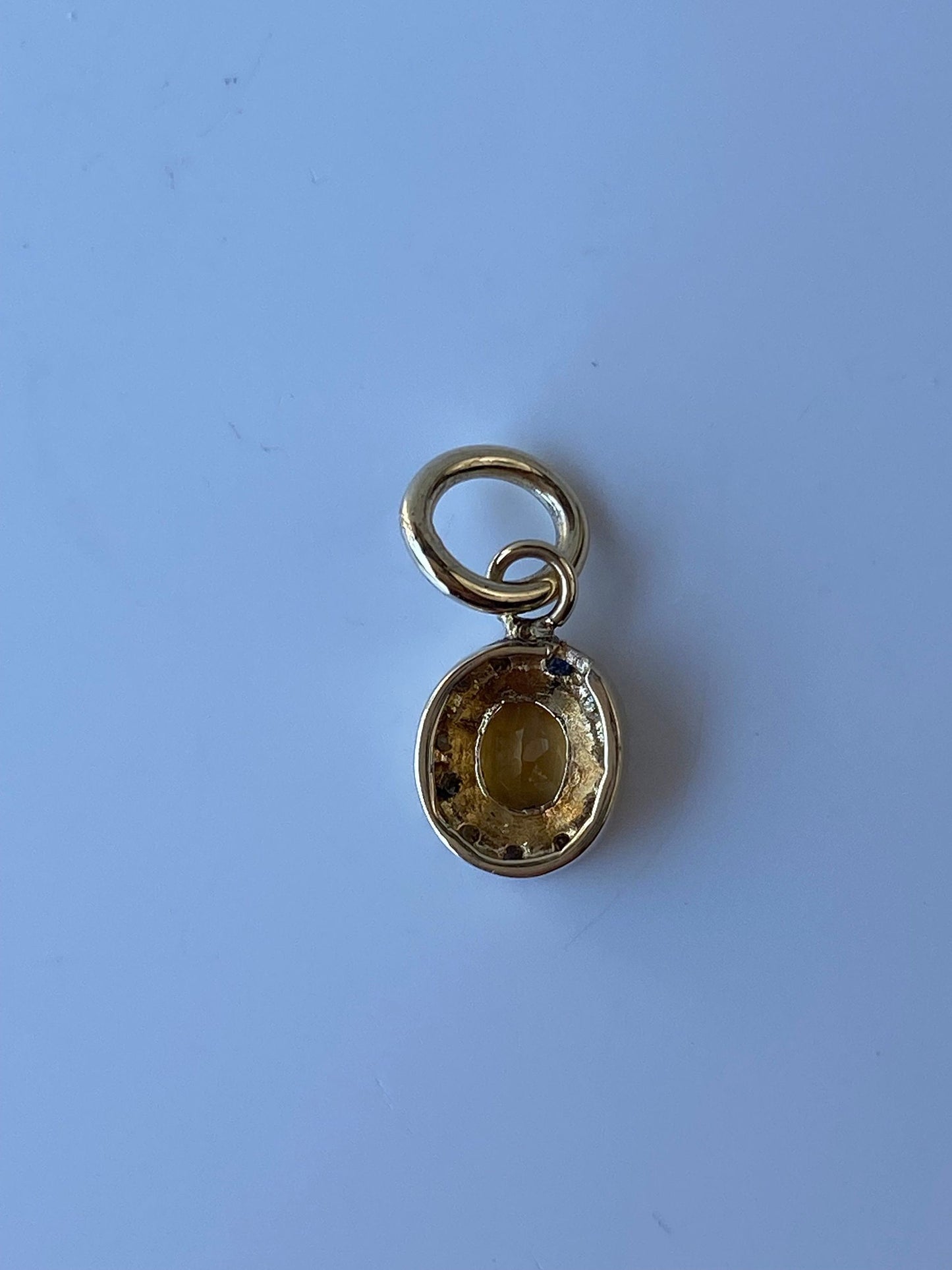 Vintage Solid 14k Yellow Gold Little Citrine & Diamond Charm