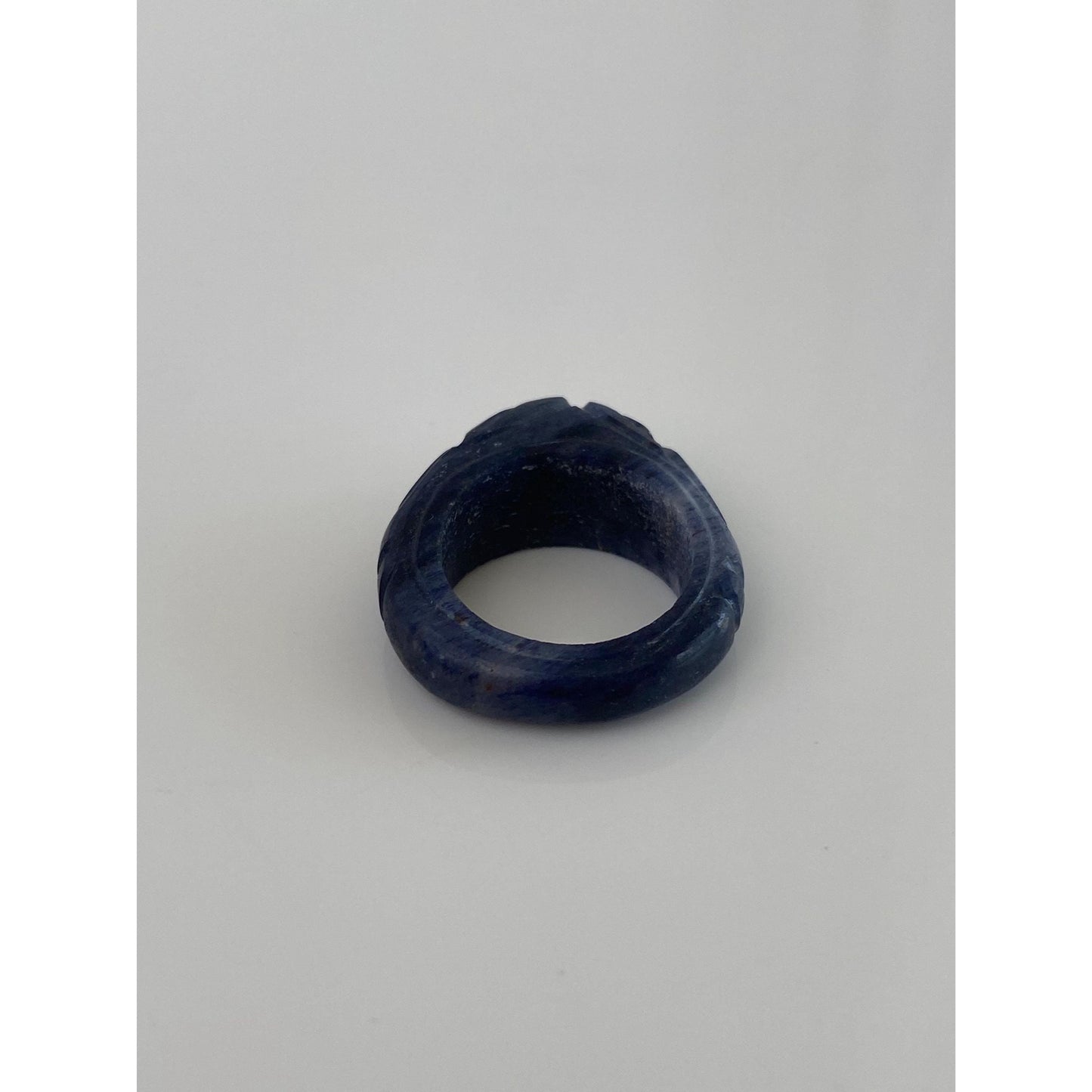 Solid Carved Blue Stone Ring - Size 4.75