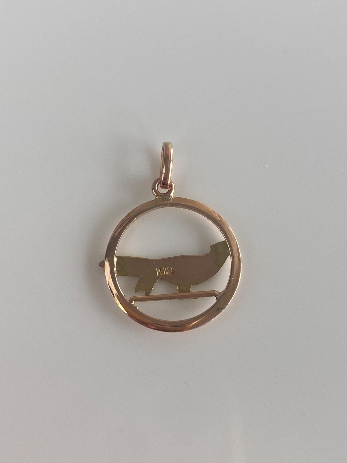 Vintage Solid 12k Rosey Gold Enamel Bird Charm