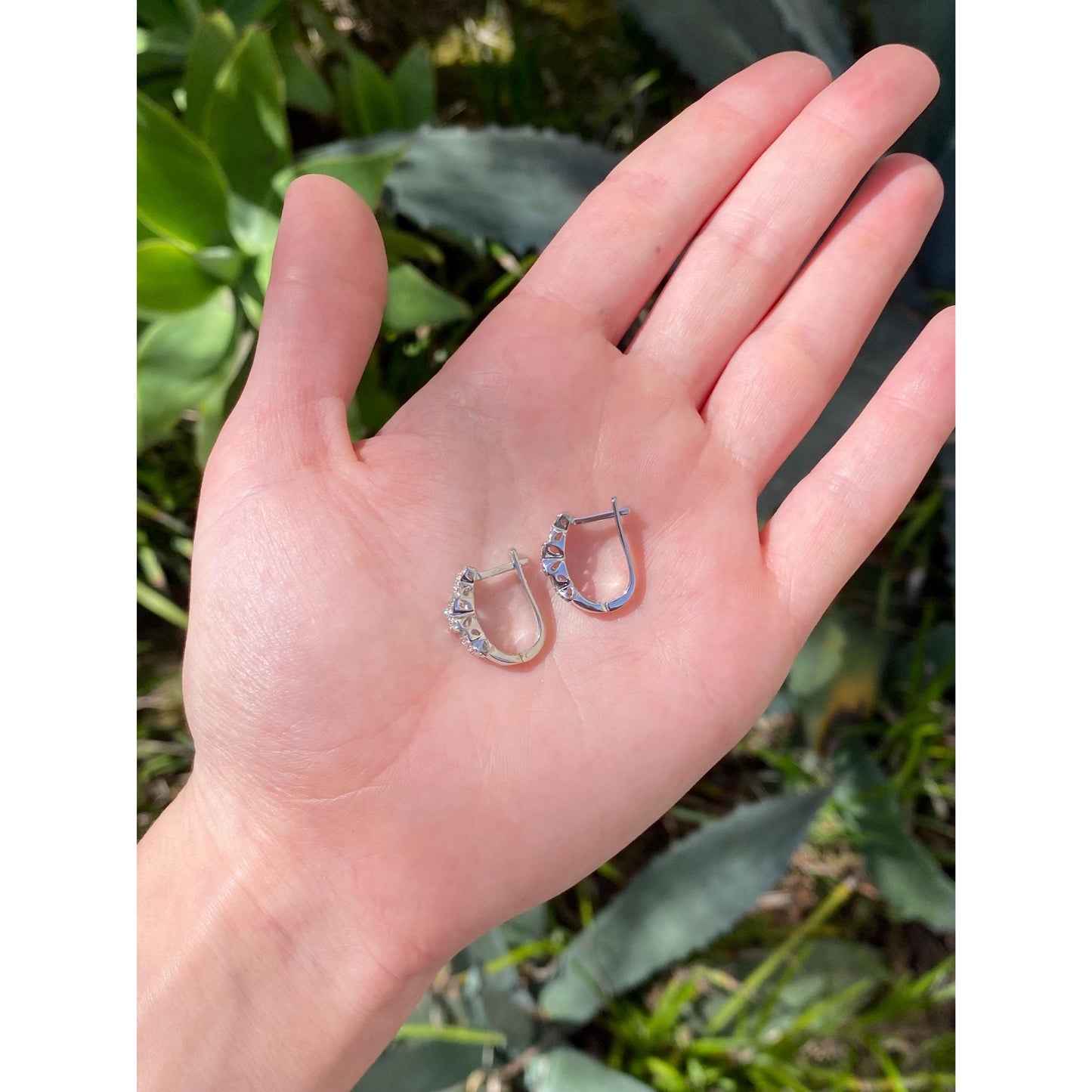 Vintage Solid 14k White Gold Diamond X Drop Earrings