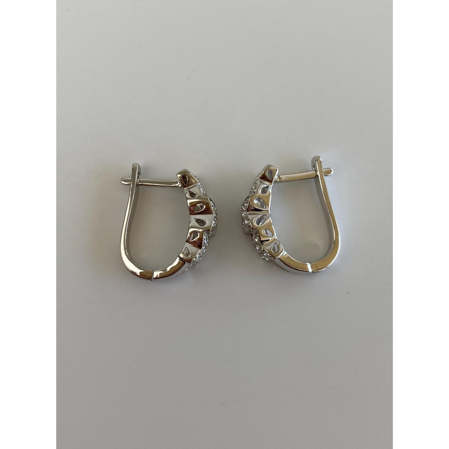 Vintage Solid 14k White Gold Diamond X Drop Earrings
