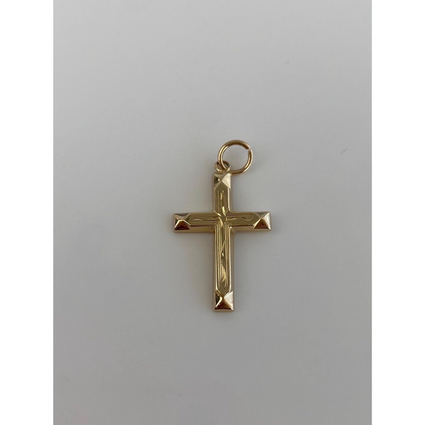 Vintage 14k Yellow Gold Engraved Cross Charm