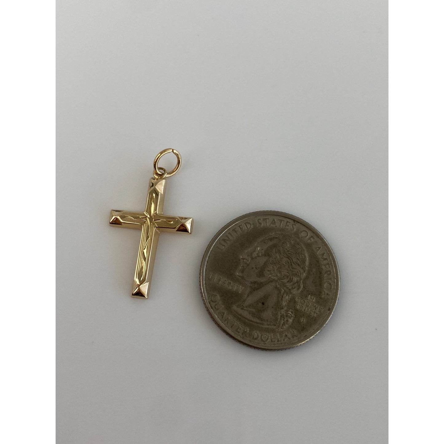 Vintage 14k Yellow Gold Engraved Cross Charm