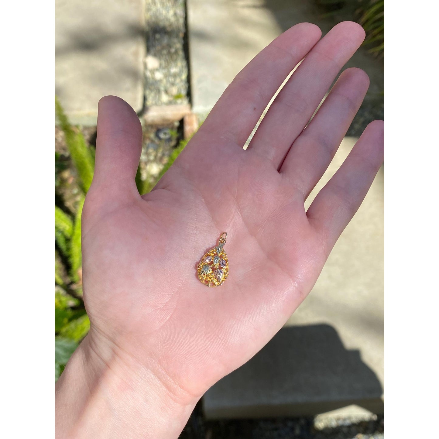 Vintage Solid 10k Black Hills Gold Grapevine Charm