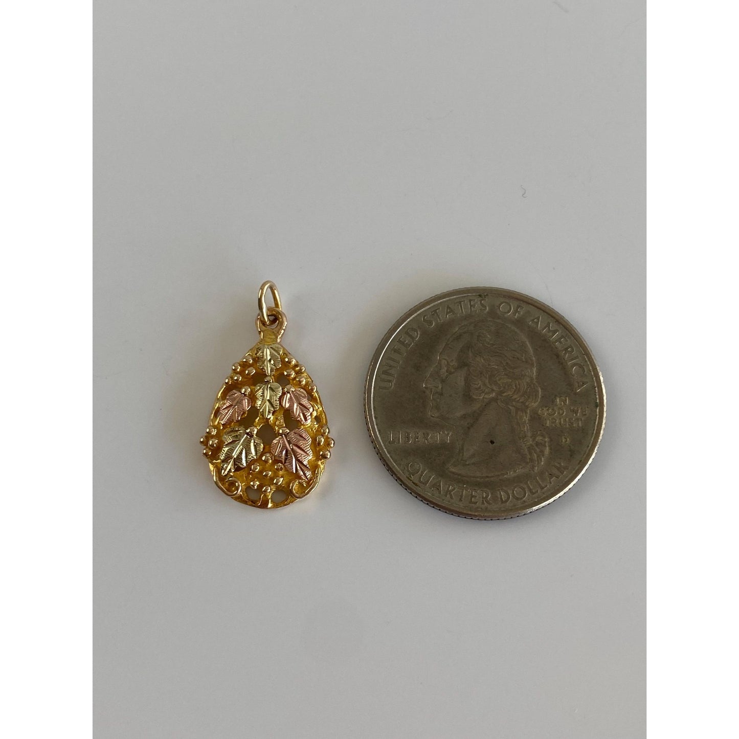 Vintage Solid 10k Black Hills Gold Grapevine Charm