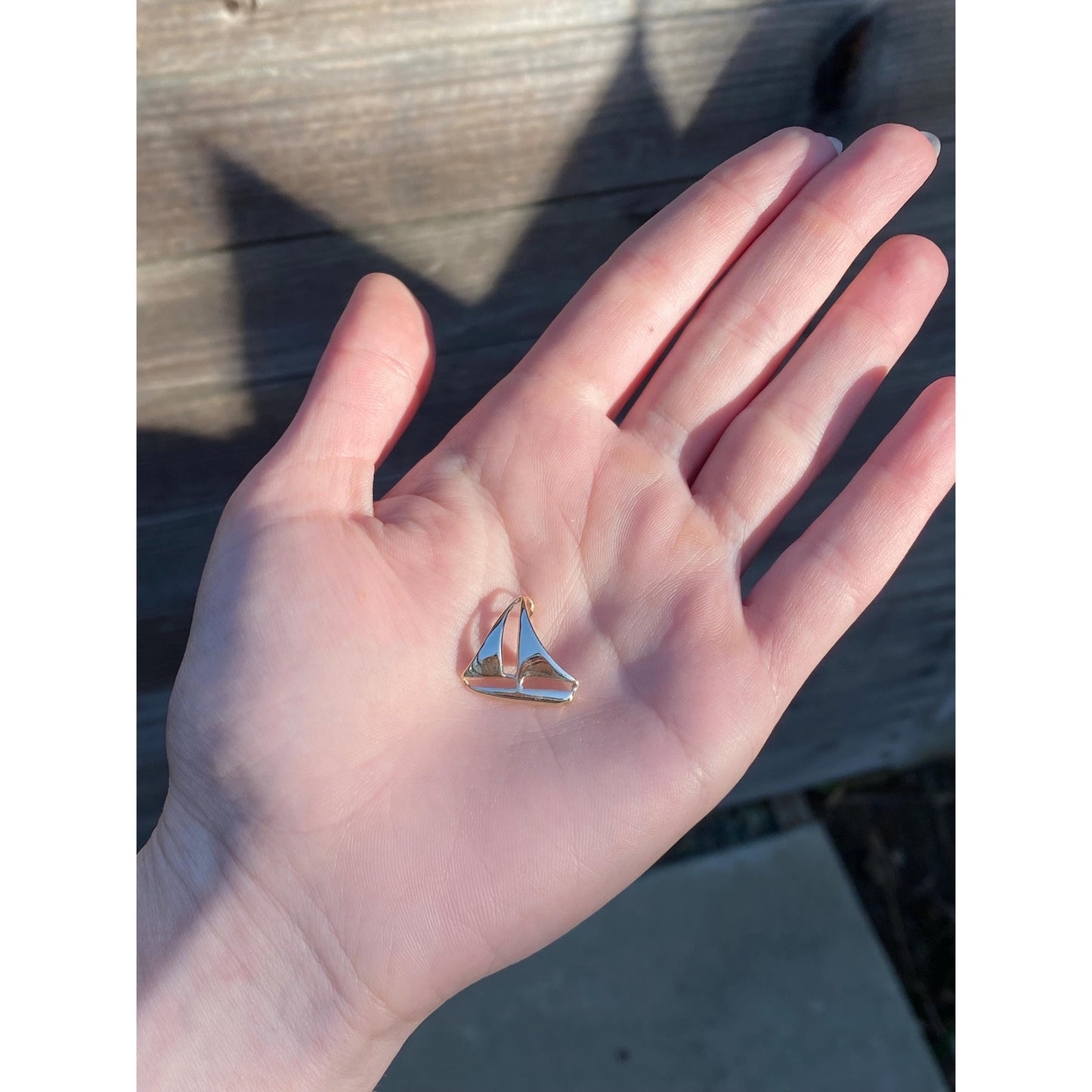 Solid 14k Yellow Gold Sailboat Charm