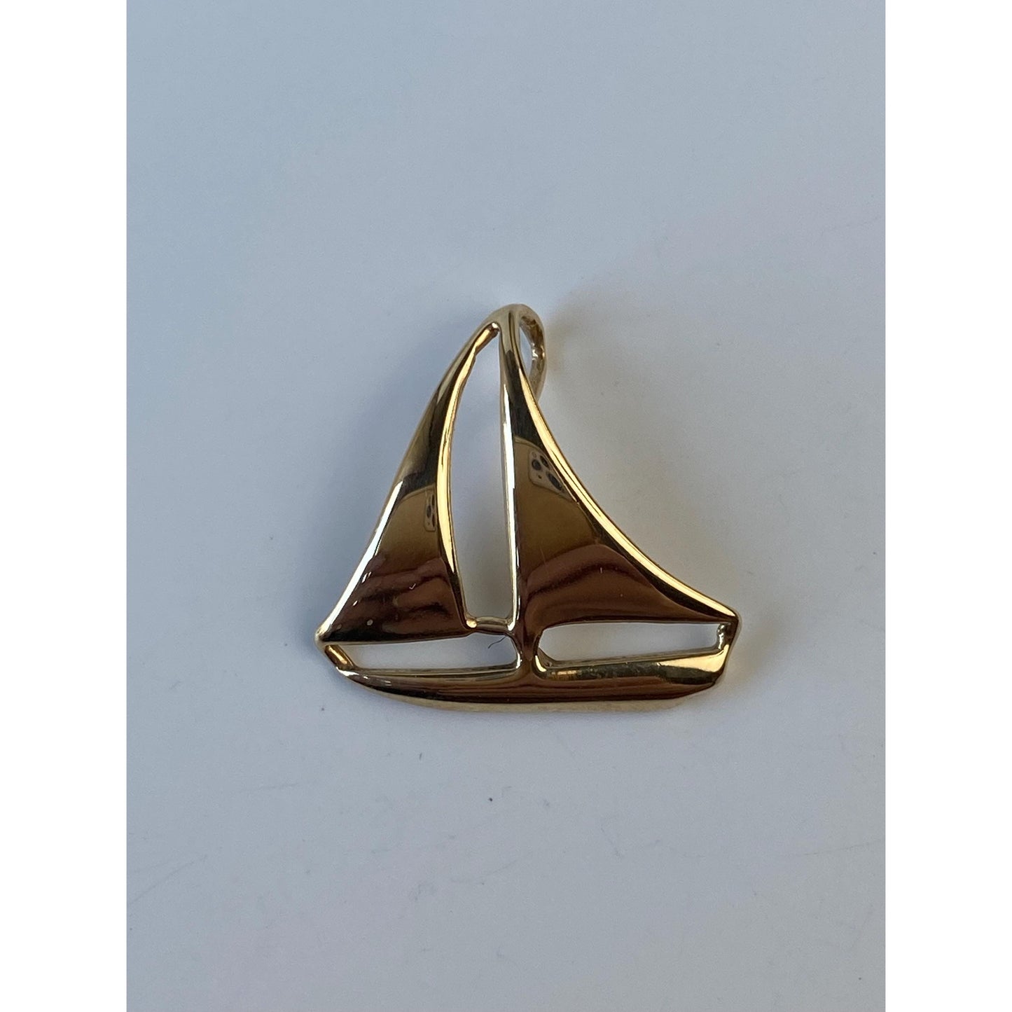 Solid 14k Yellow Gold Sailboat Charm