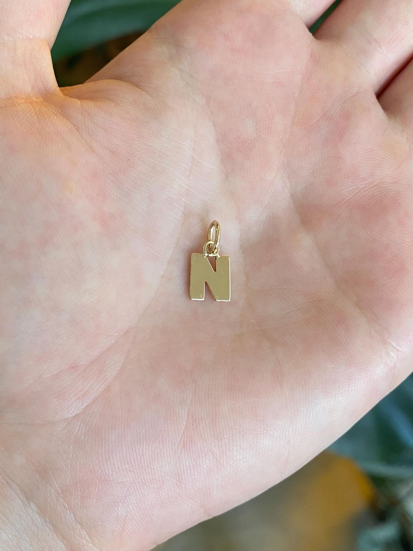 Solid 14k Yellow Gold Initial 'N' Charm