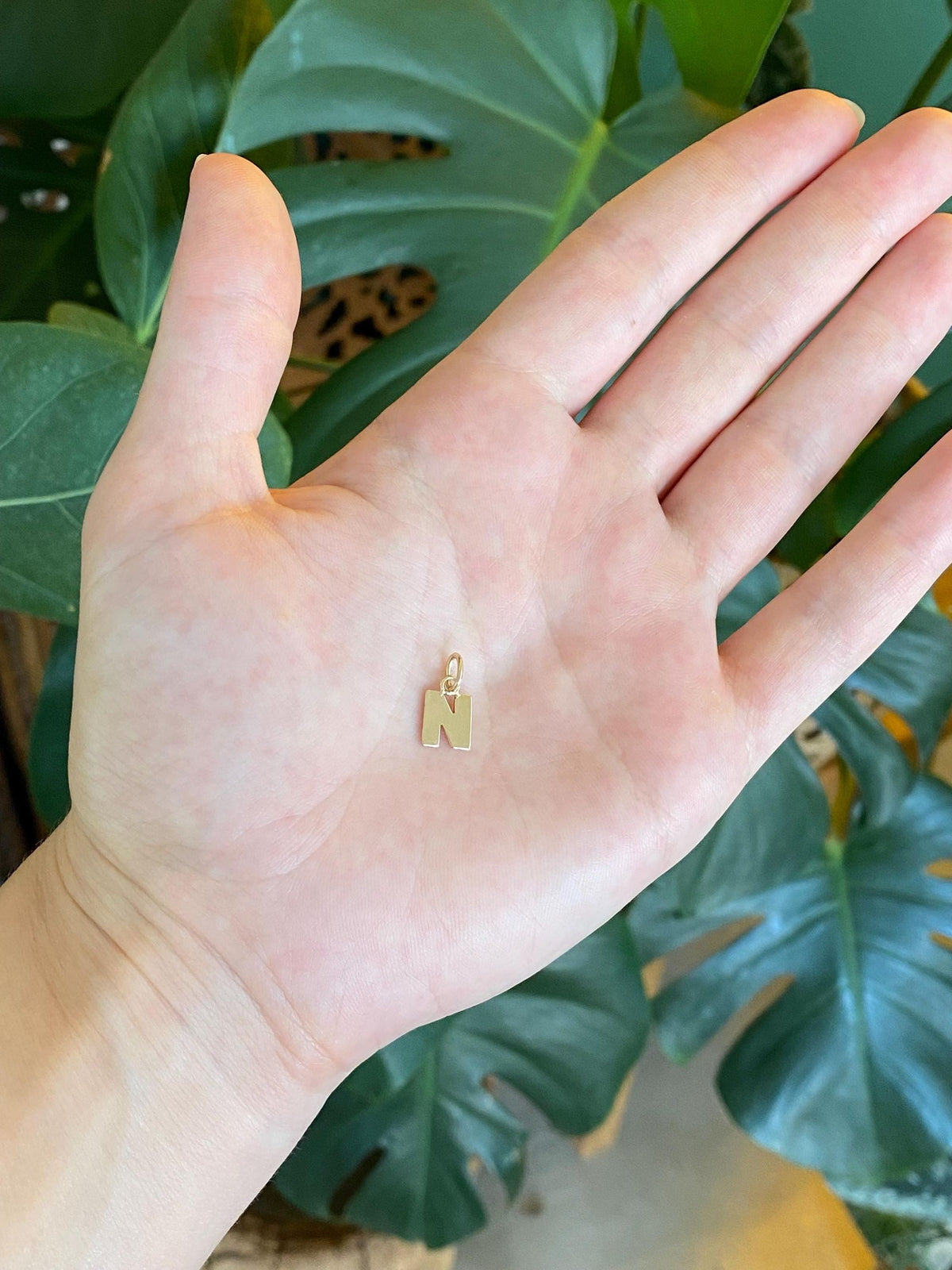 Solid 14k Yellow Gold Initial 'N' Charm