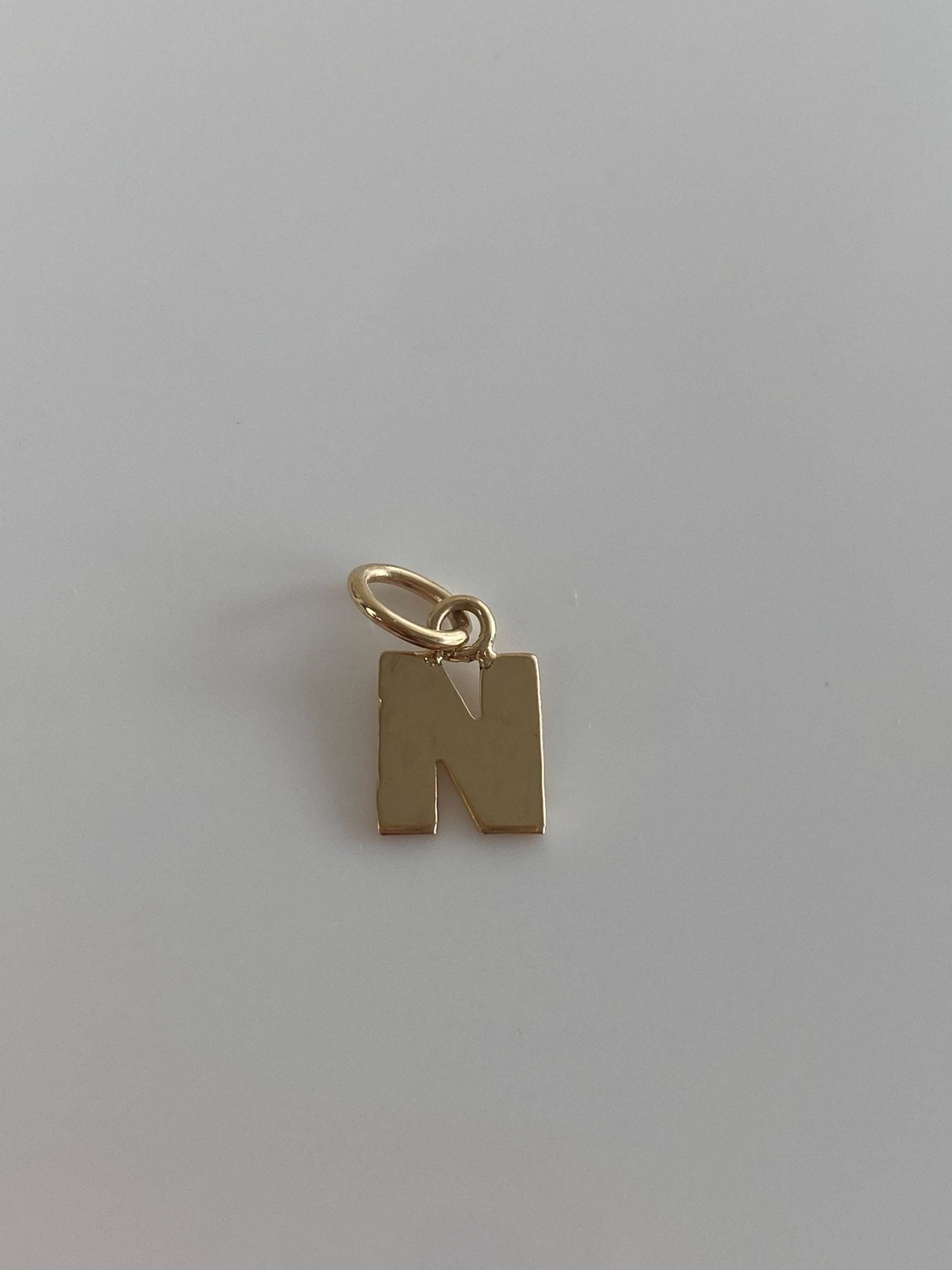 Solid 14k Yellow Gold Initial 'N' Charm