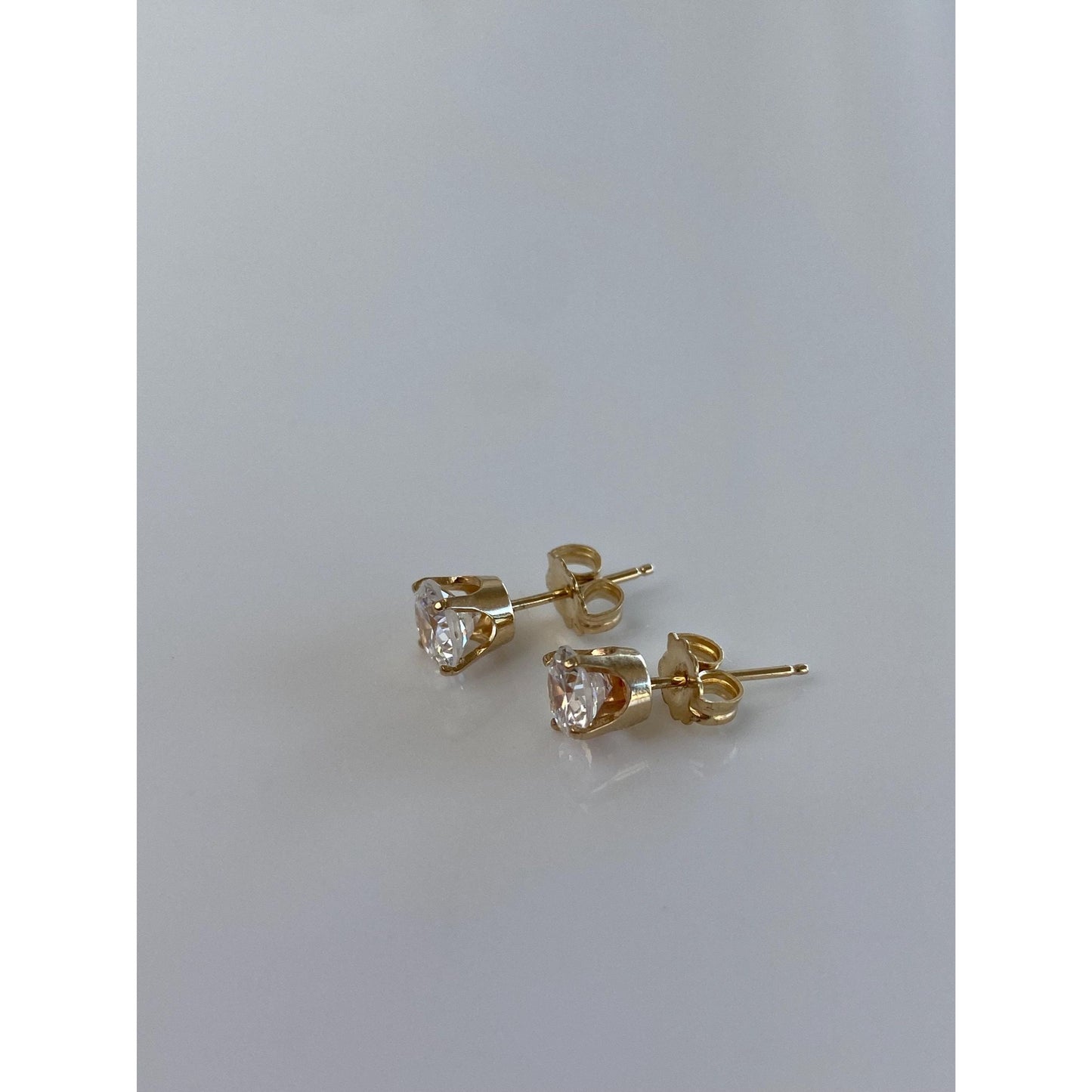 Solid 14k Yellow Gold Cubic Zirconia Stud Earrings