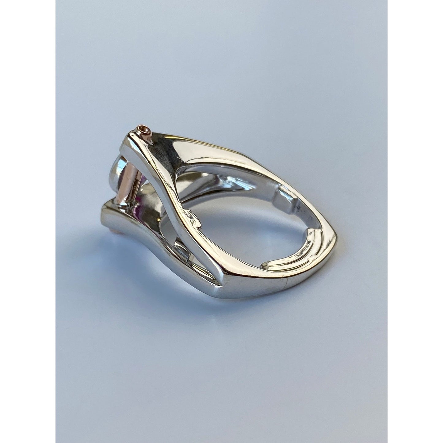 Vintage Solid 14k White & Rosey Gold Chunky Pink Sapphire Diamond Ring - Size 6.25