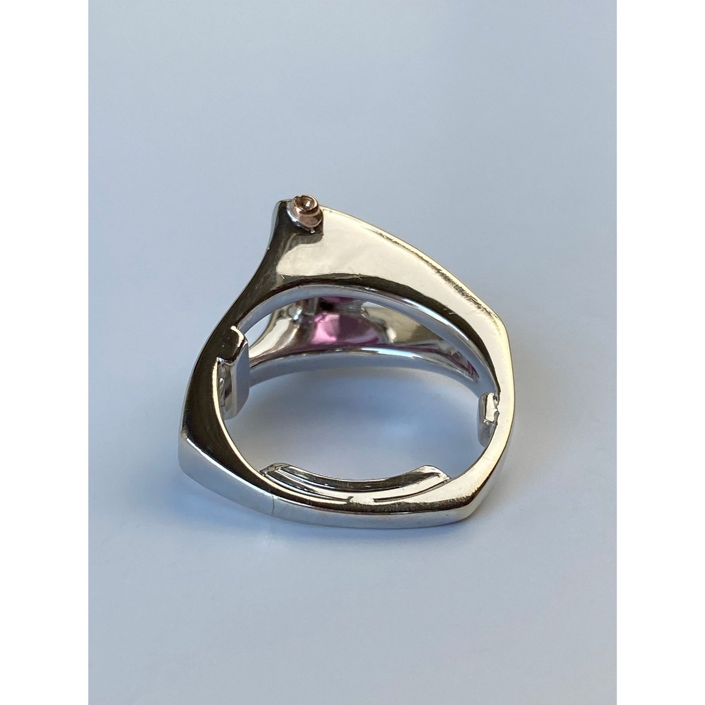 Vintage Solid 14k White & Rosey Gold Chunky Pink Sapphire Diamond Ring - Size 6.25