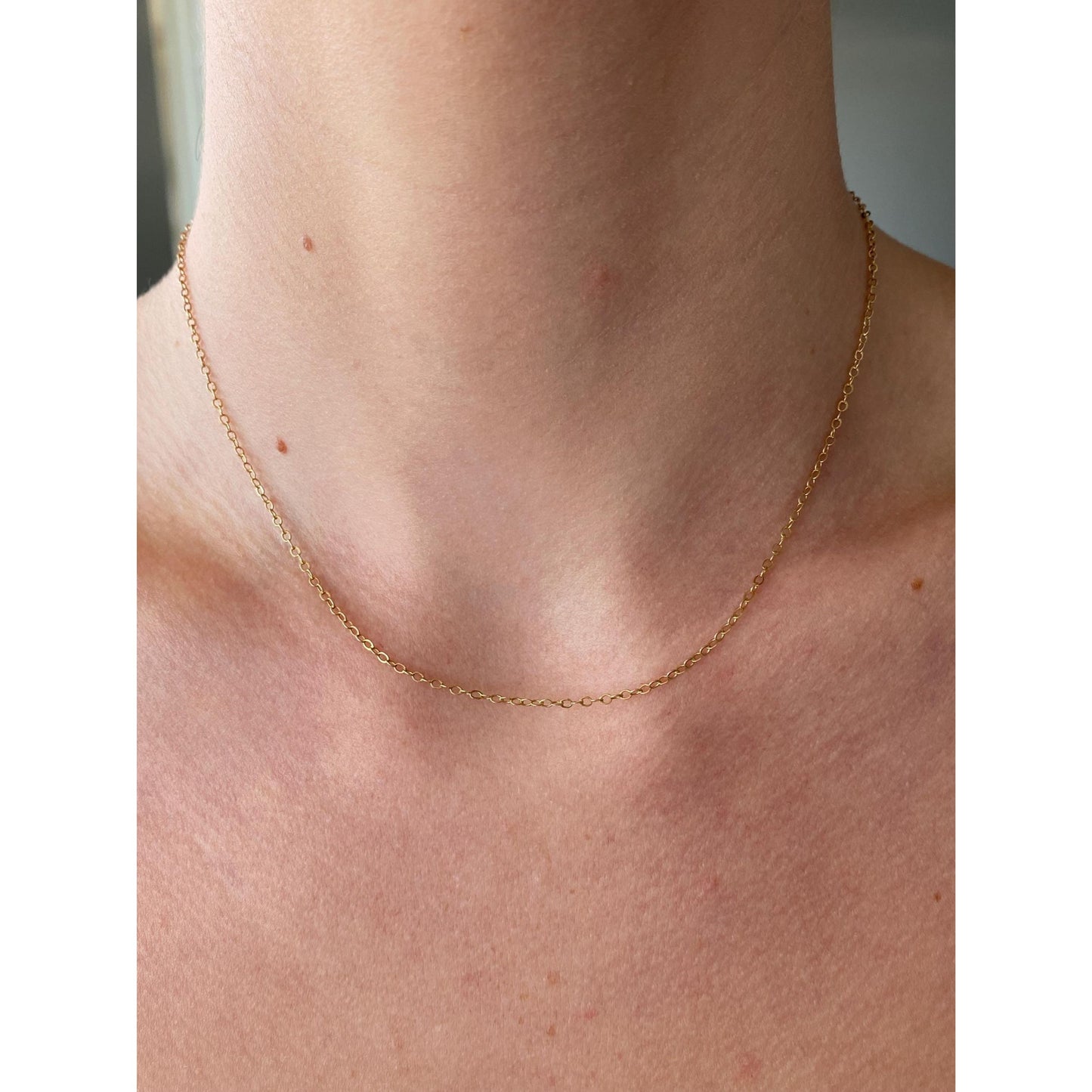 Vintage Solid 10k Yellow Gold Cable Chain Necklace - 16 inches