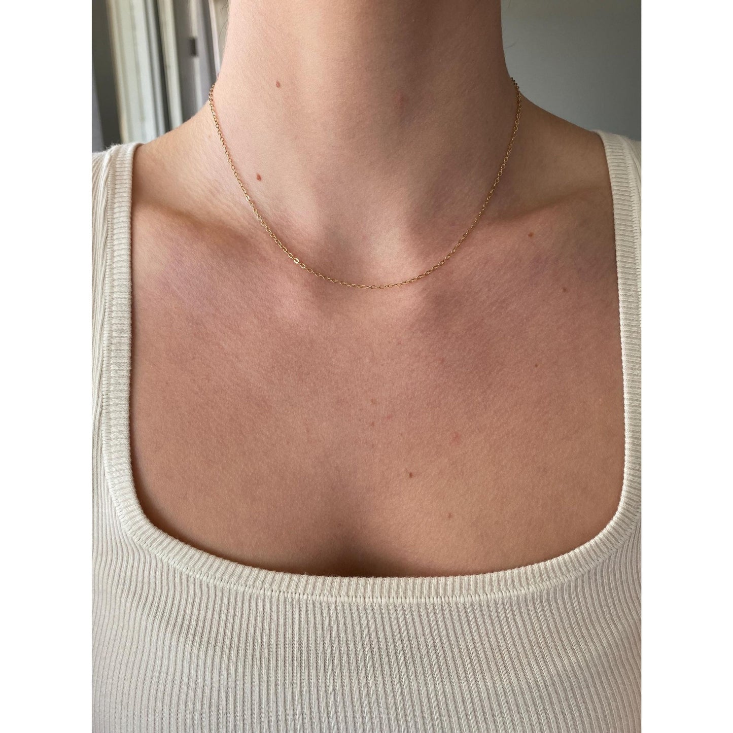 Vintage Solid 10k Yellow Gold Cable Chain Necklace - 16 inches