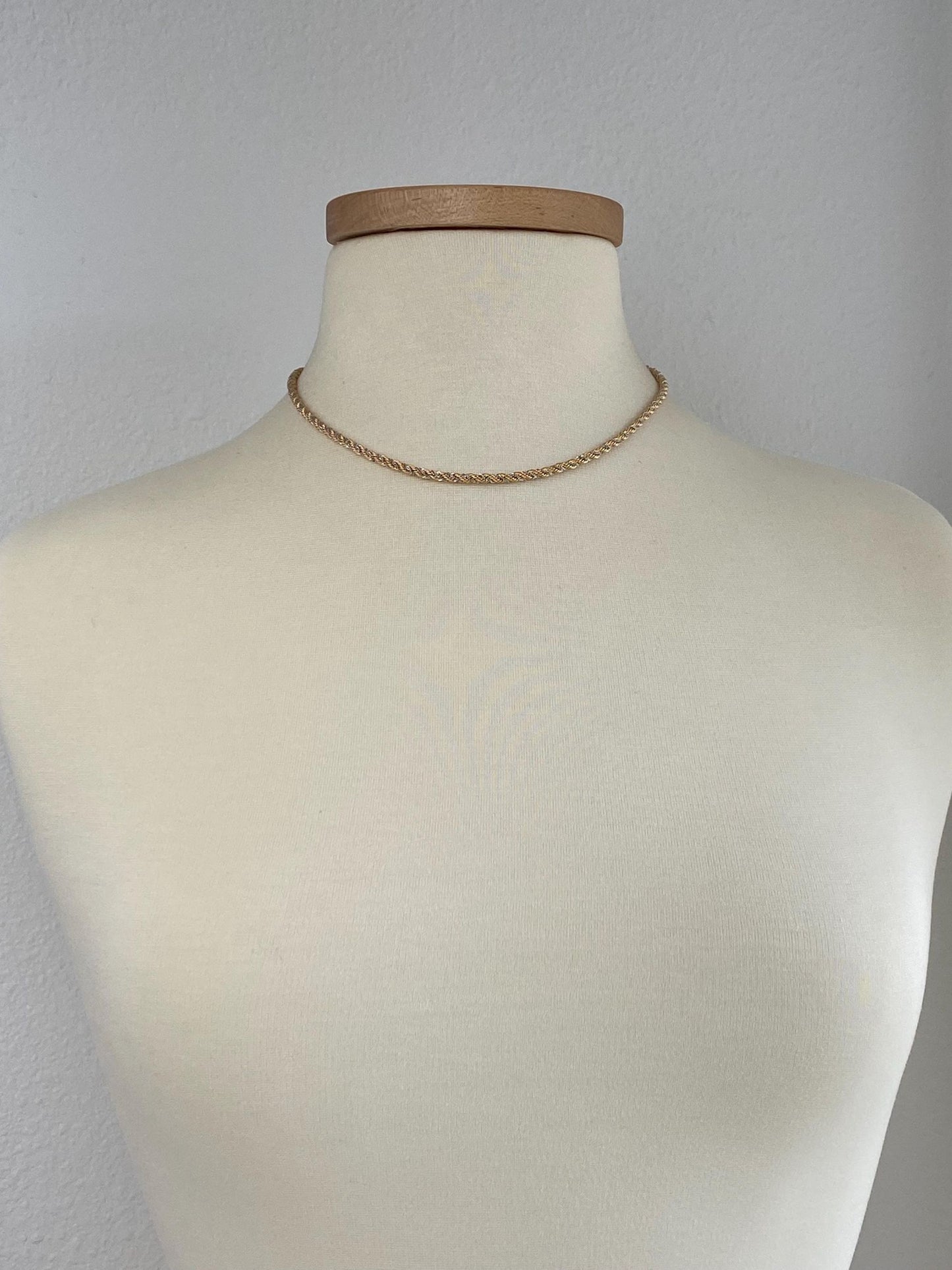 Vintage 14k White & Yellow Gold Twisted Chain Necklace - 17.5 inches