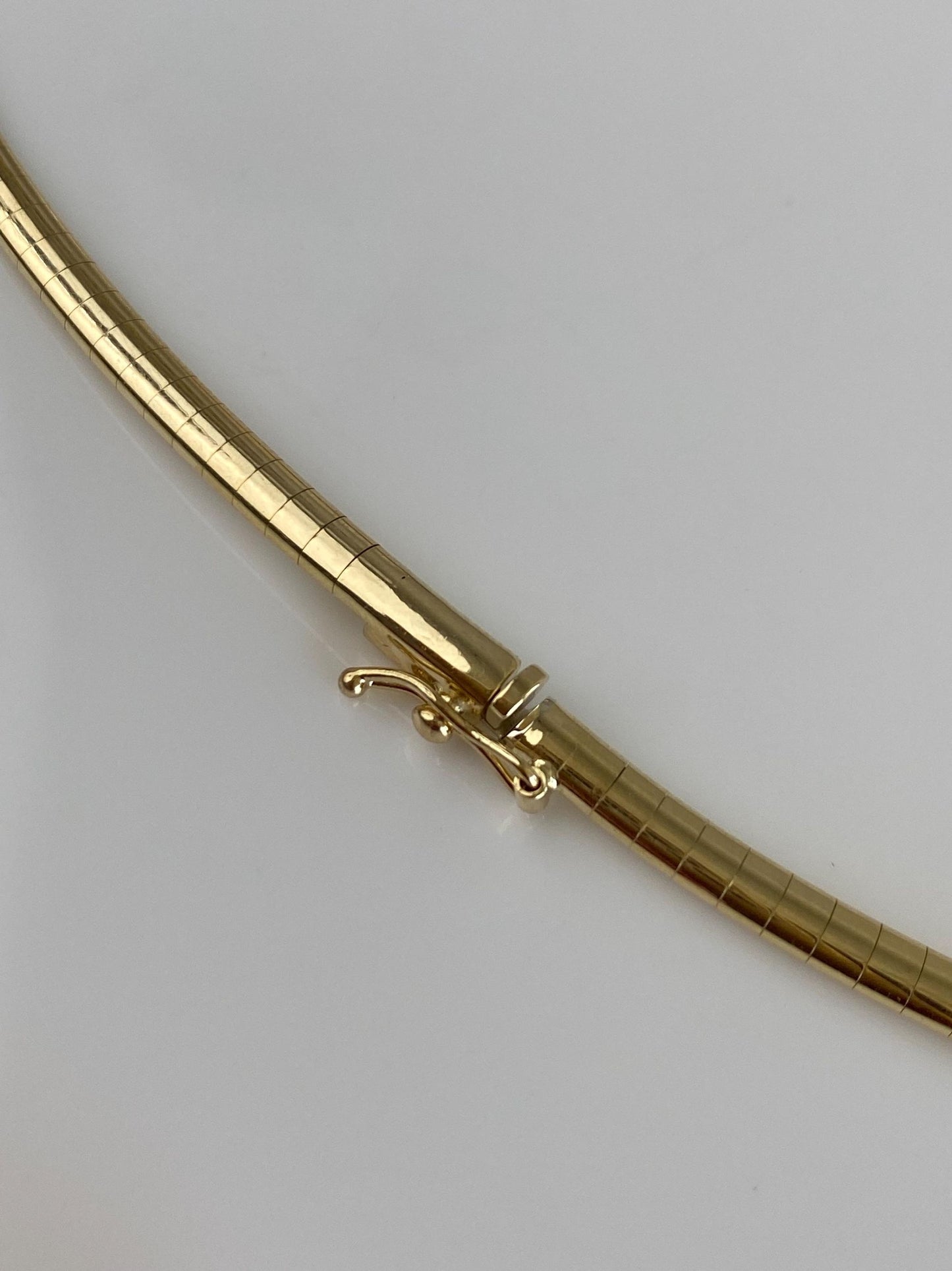 Solid 14k Yellow Gold Greek Key Omega Chain Necklace - 17 inches
