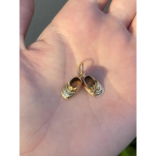 Vintage Solid 10k Yellow Gold Baby Shoes Charm