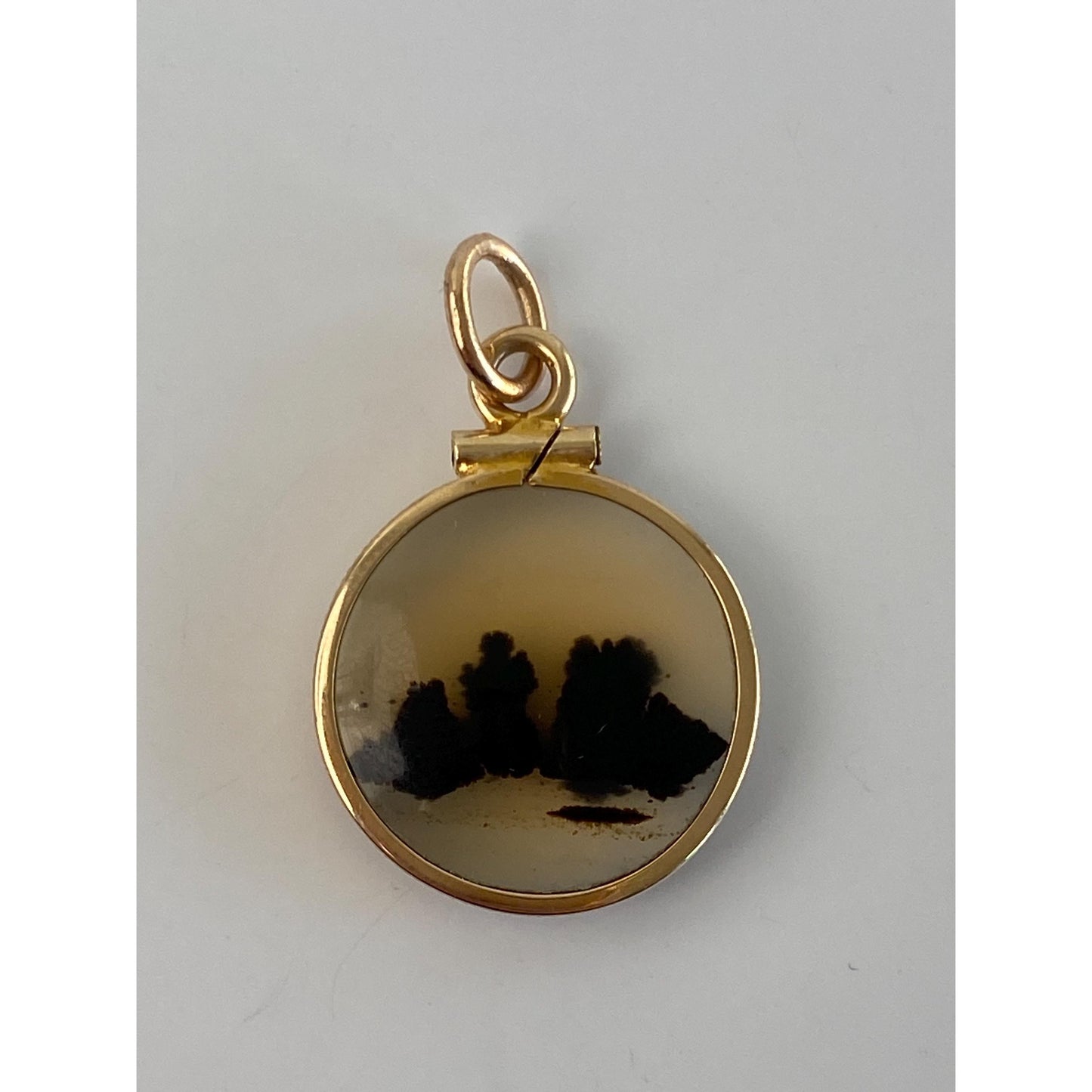 Vintage Solid 14k Yellow Gold Dendritic Agate Charm