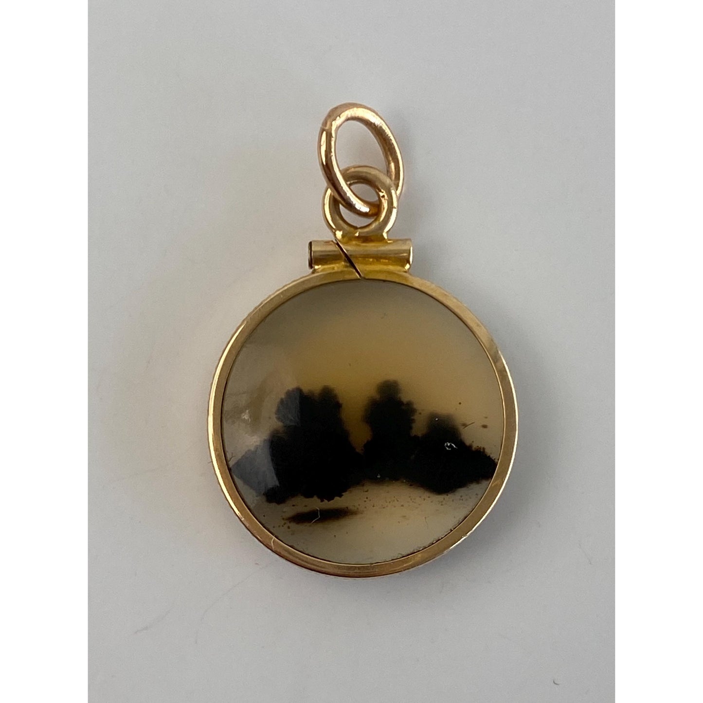 Vintage Solid 14k Yellow Gold Dendritic Agate Charm