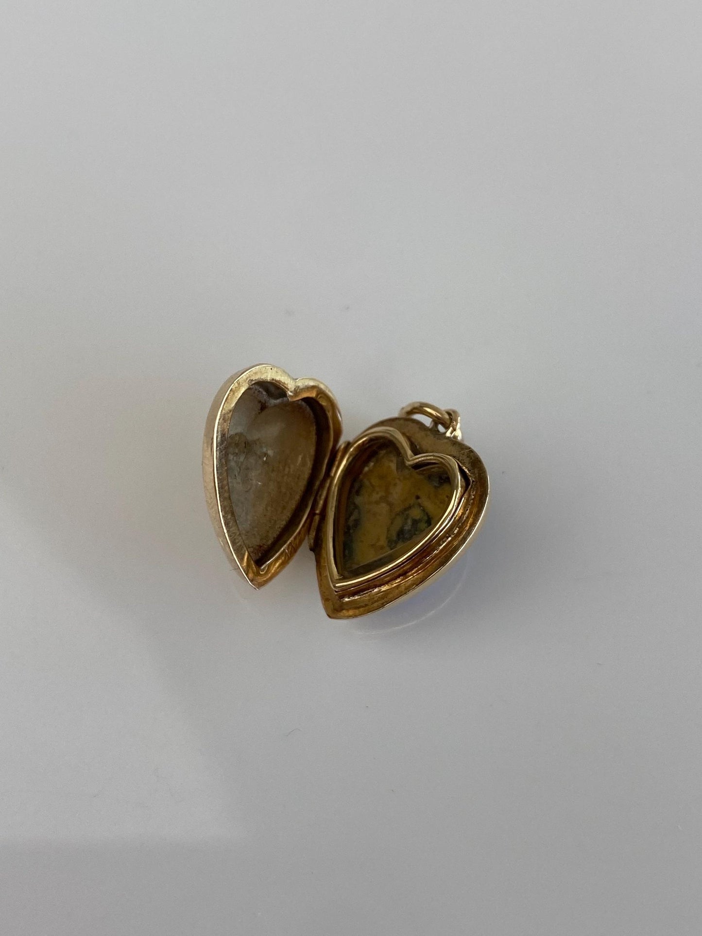 Vintage Solid 14k Yellow Gold Blue Enamel Seed Pearl Heart Locket Charm