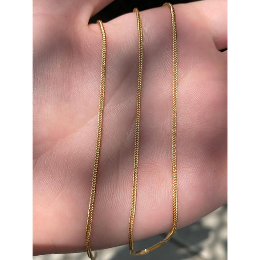 Solid 18k Yellow Gold Wheat Chain Necklace - 24 inches