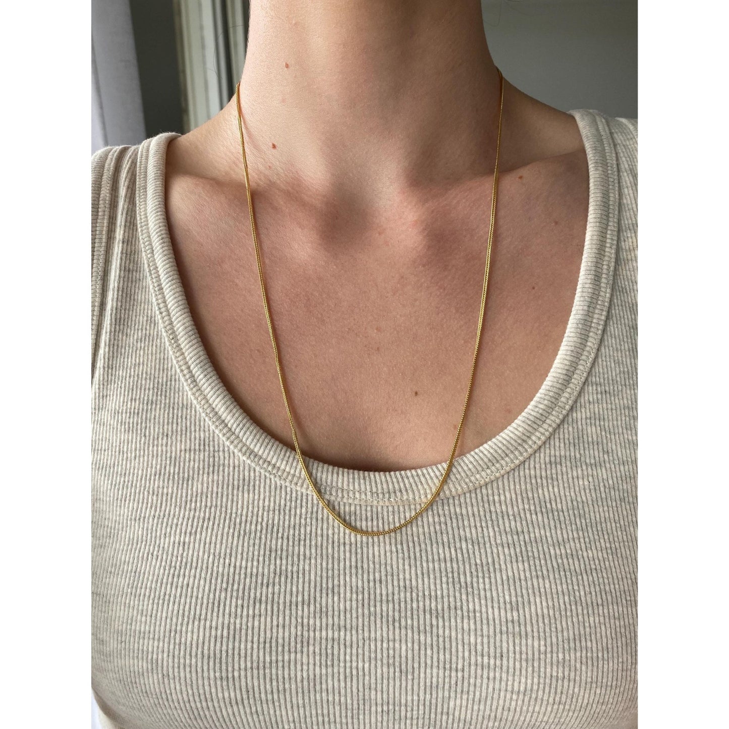 Solid 18k Yellow Gold Wheat Chain Necklace - 24 inches