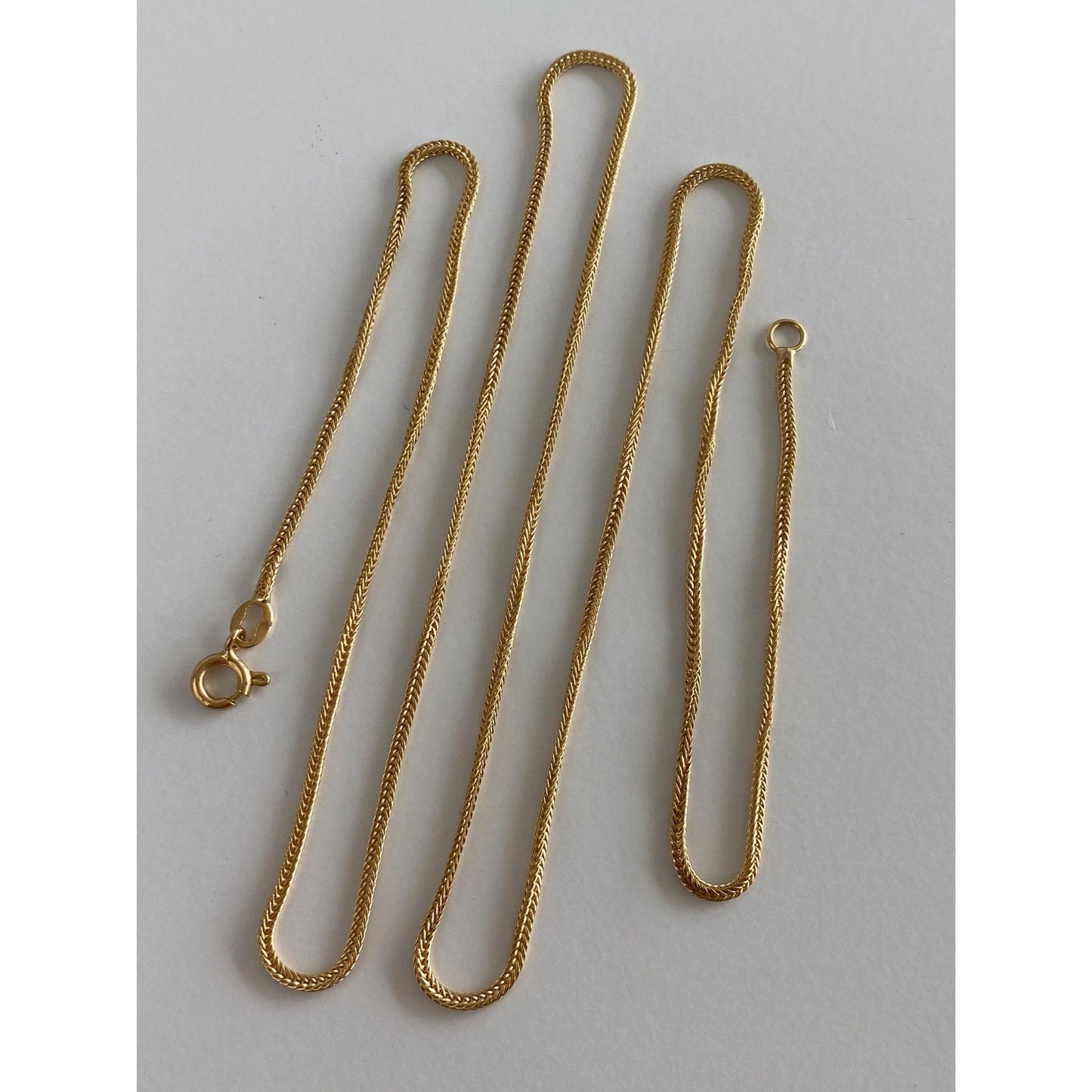Solid 18k Yellow Gold Wheat Chain Necklace - 24 inches