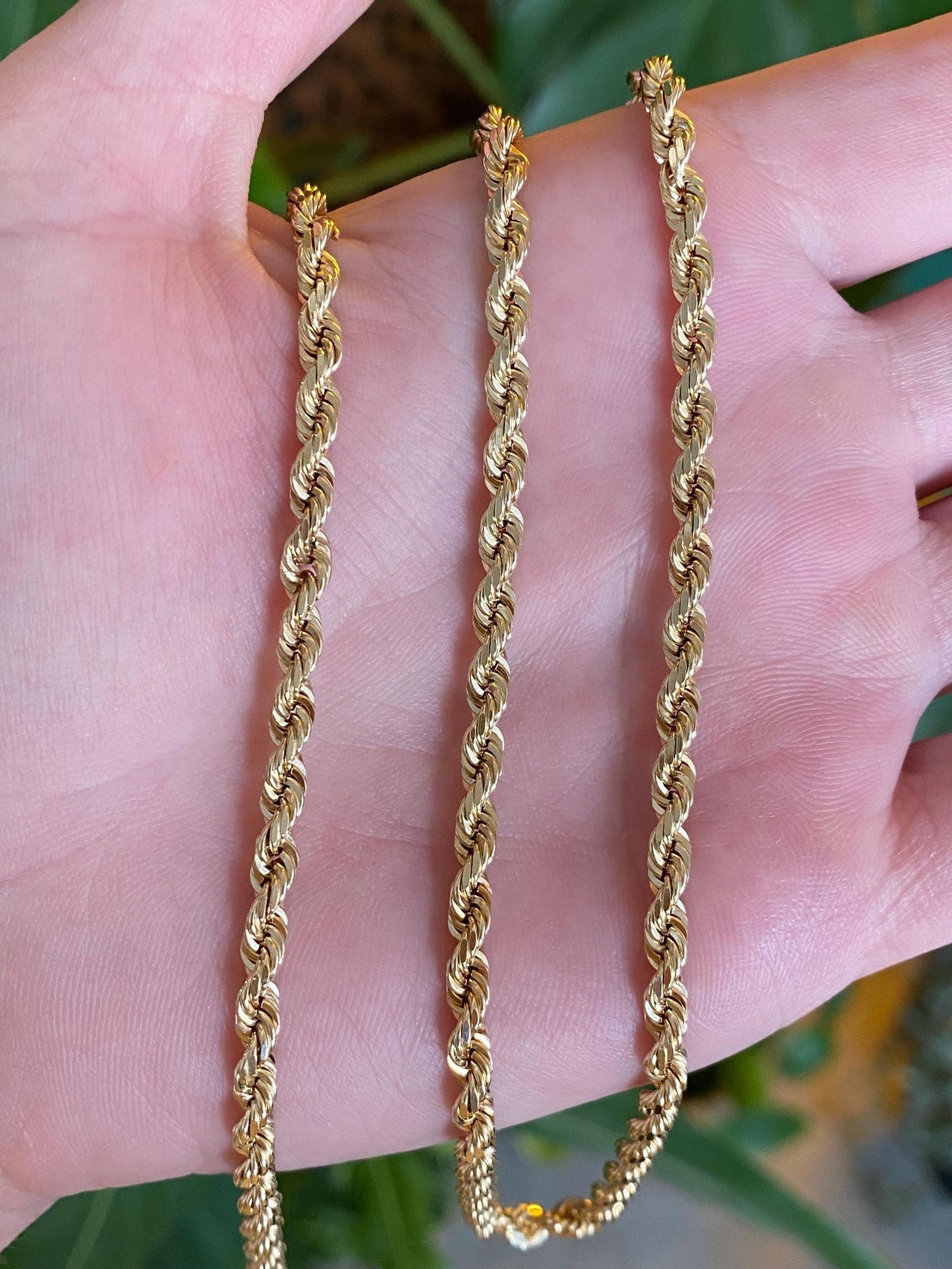 Vintage Solid 14k Yellow Gold Long Rope Chain Necklace - 28.5 inches