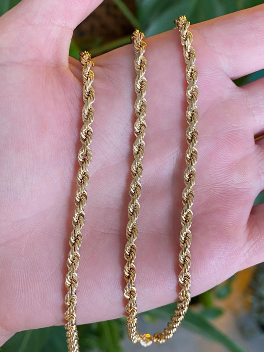 Vintage Solid 14k Yellow Gold Long Rope Chain Necklace - 28.5 inches