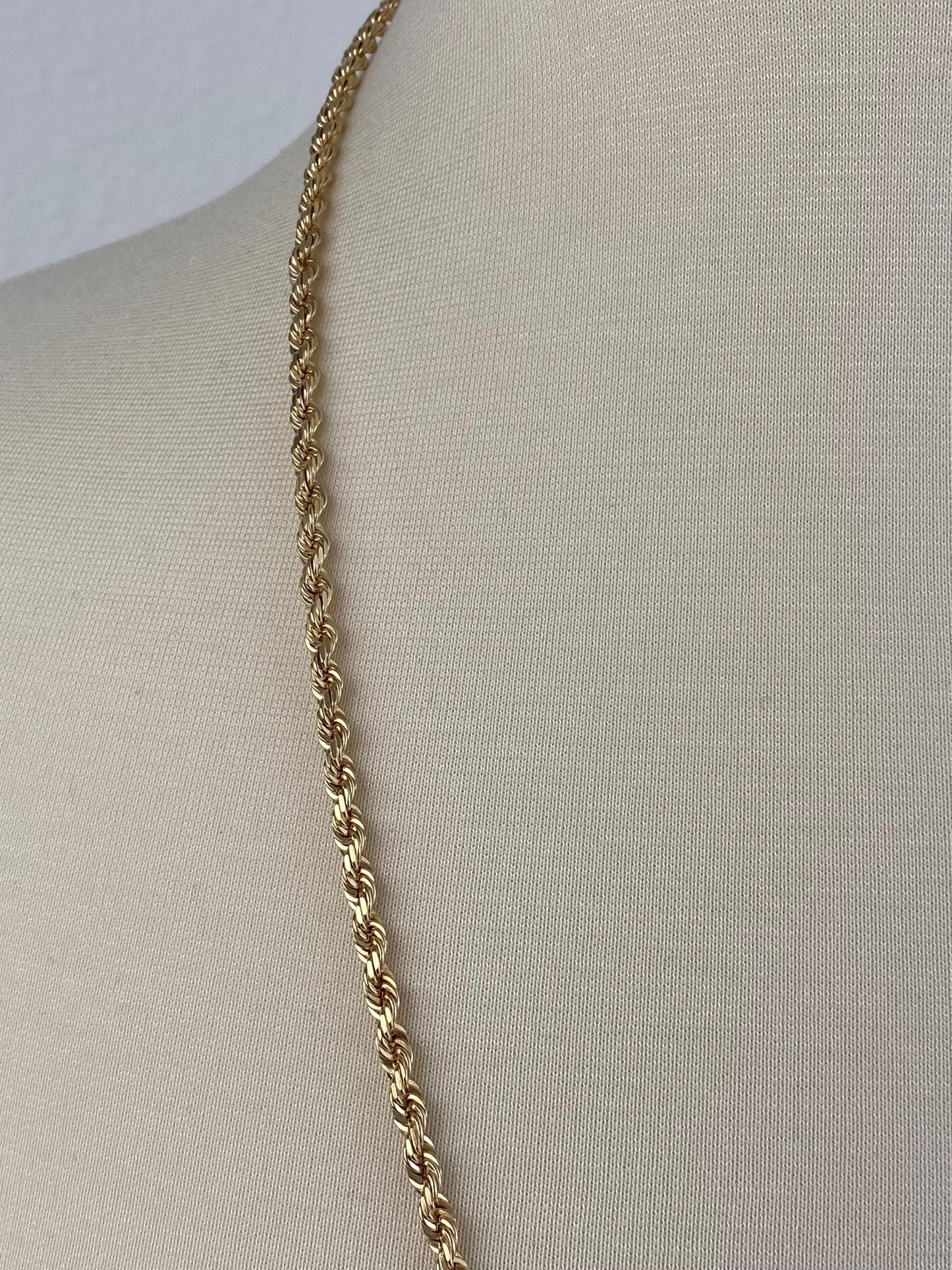 Vintage Solid 14k Yellow Gold Long Rope Chain Necklace - 28.5 inches