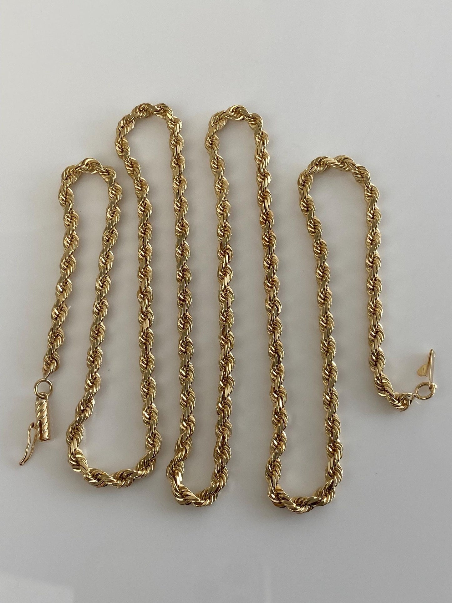 Vintage Solid 14k Yellow Gold Long Rope Chain Necklace - 28.5 inches