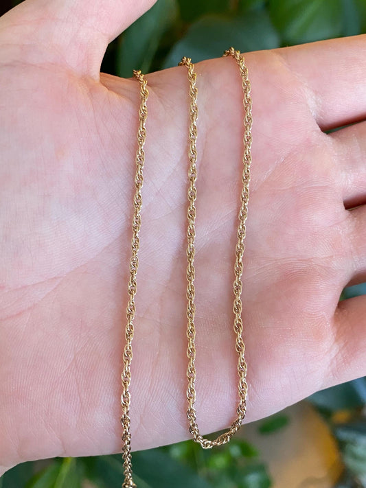 Vintage Solid 14k Yellow Gold Chain Necklace - 16 inches