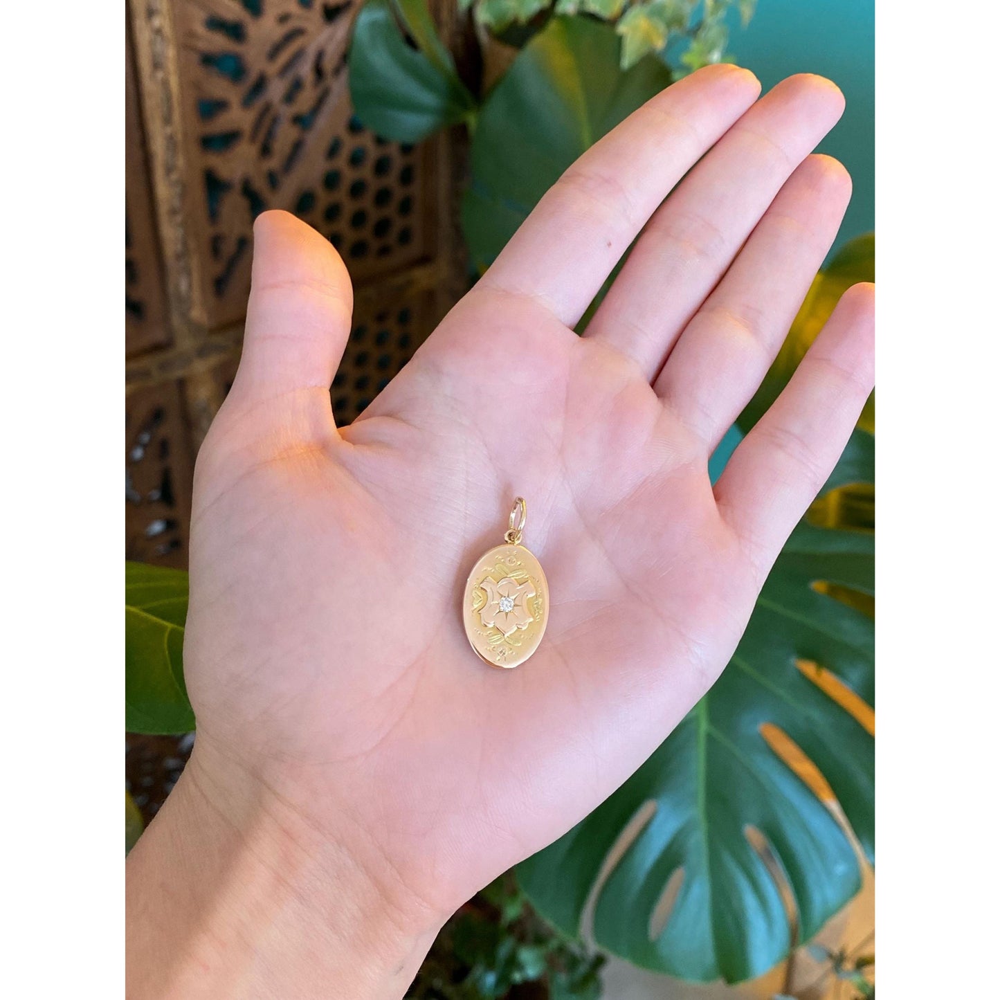 Vintage Solid 10k Rose & Yellow Gold Diamond Cufflink Conversion Charm