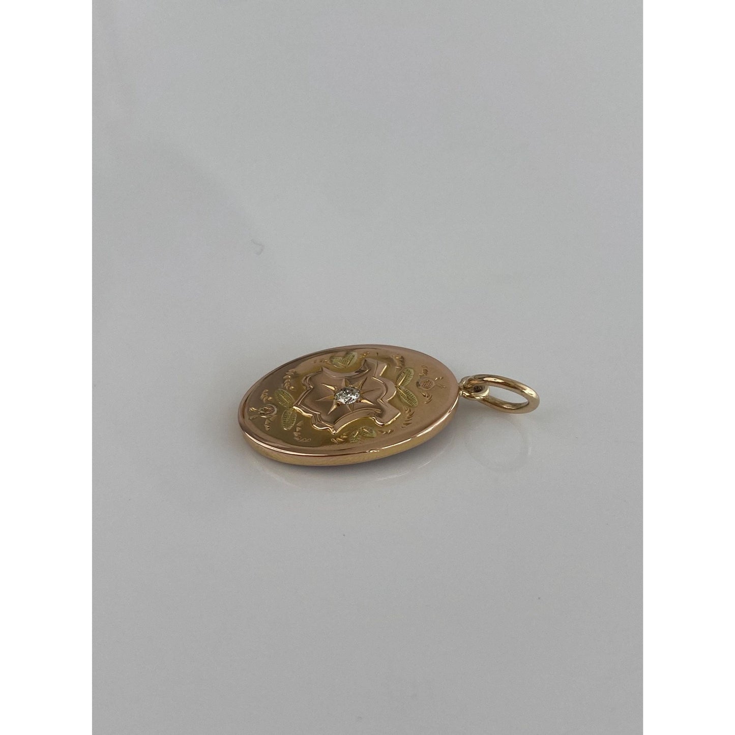 Vintage Solid 10k Rose & Yellow Gold Diamond Cufflink Conversion Charm