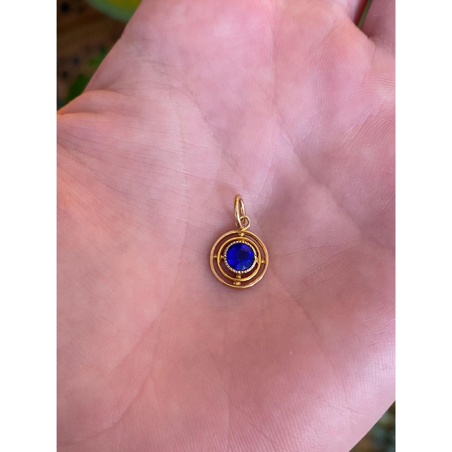 Vintage Solid 10k Yellow Gold Blue Cubic Zirconia Stick Pin Conversion Charm