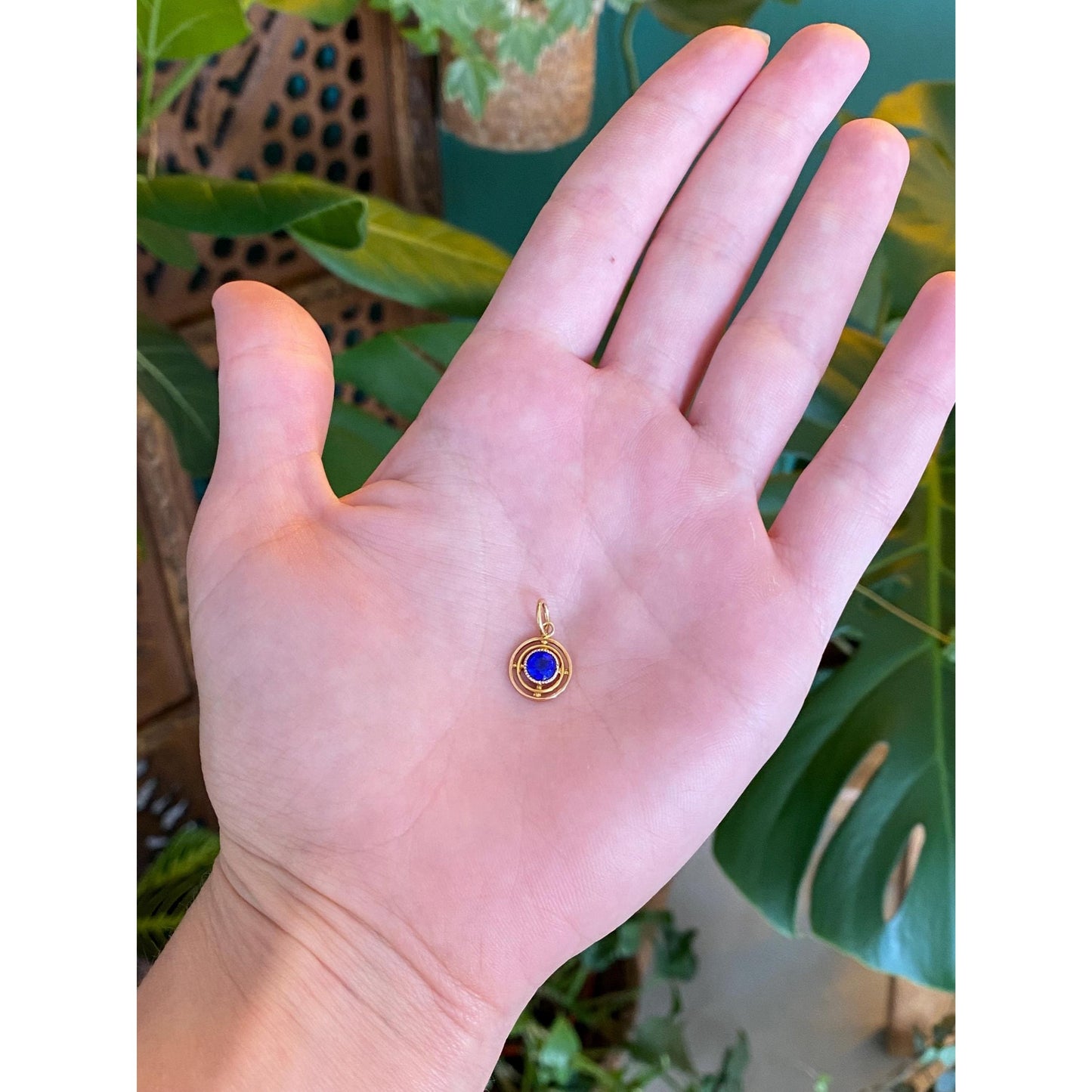 Vintage Solid 10k Yellow Gold Blue Cubic Zirconia Stick Pin Conversion Charm