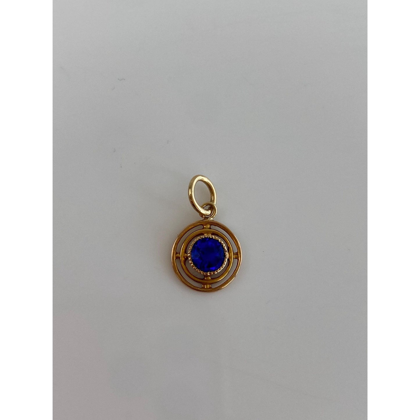 Vintage Solid 10k Yellow Gold Blue Cubic Zirconia Stick Pin Conversion Charm