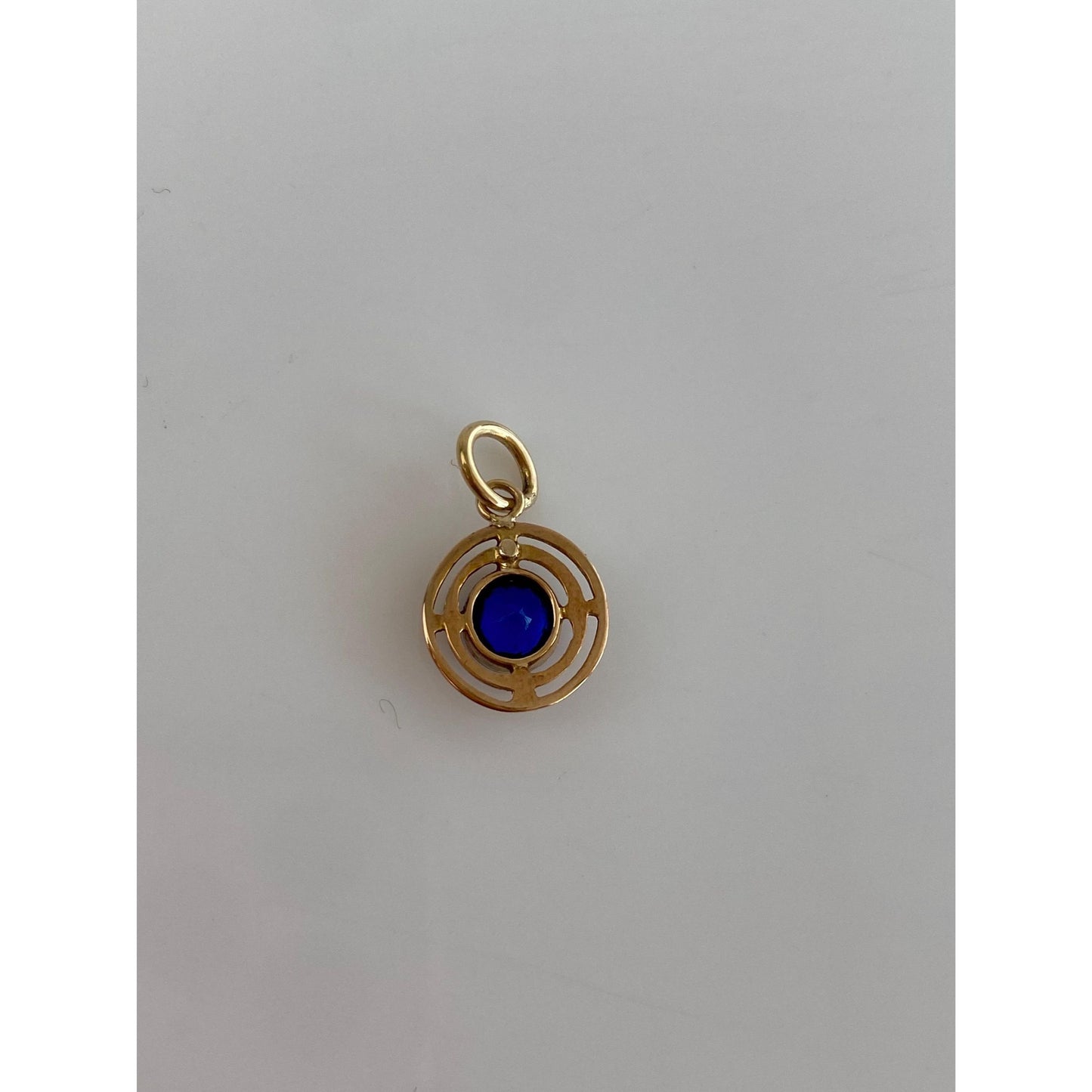 Vintage Solid 10k Yellow Gold Blue Cubic Zirconia Stick Pin Conversion Charm