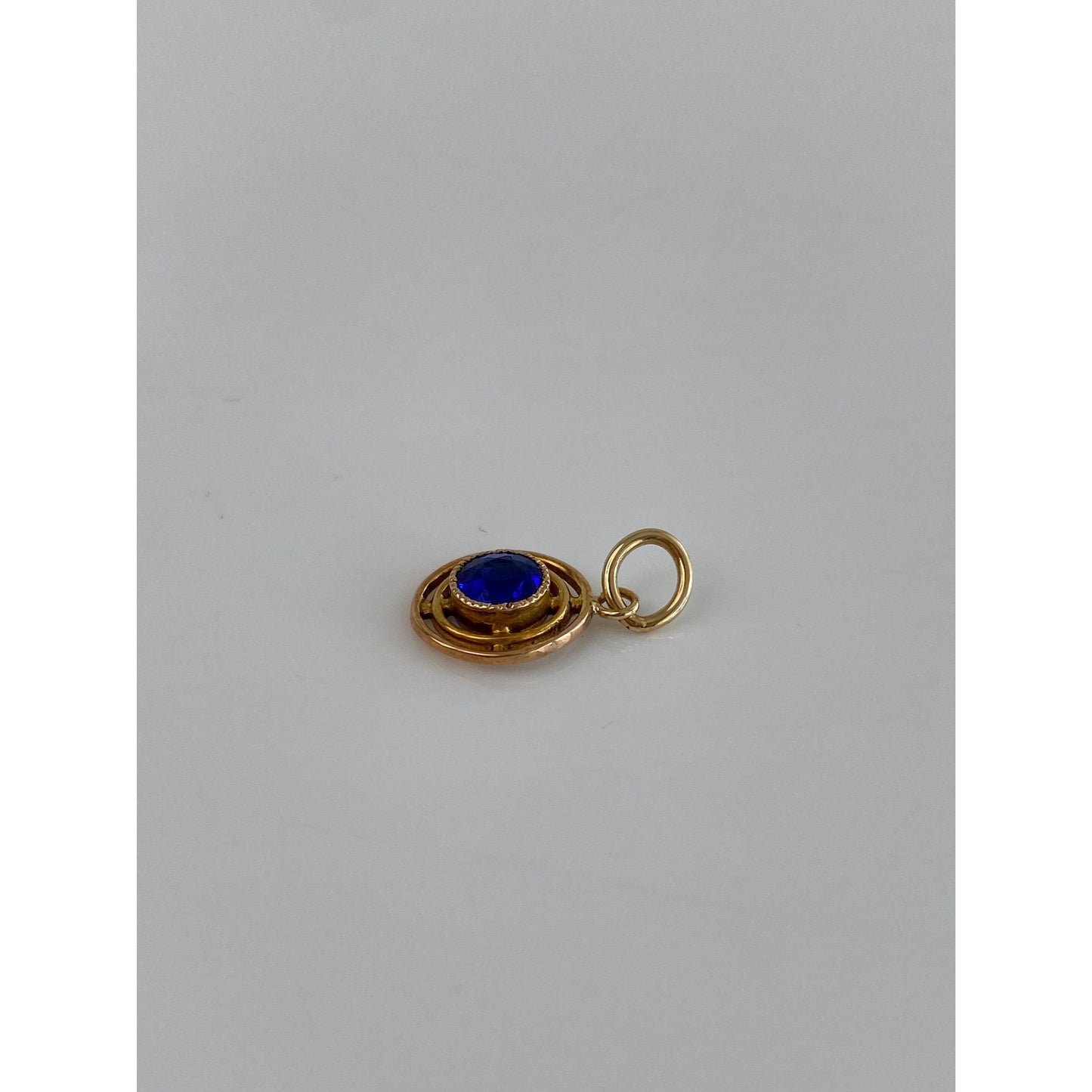 Vintage Solid 10k Yellow Gold Blue Cubic Zirconia Stick Pin Conversion Charm
